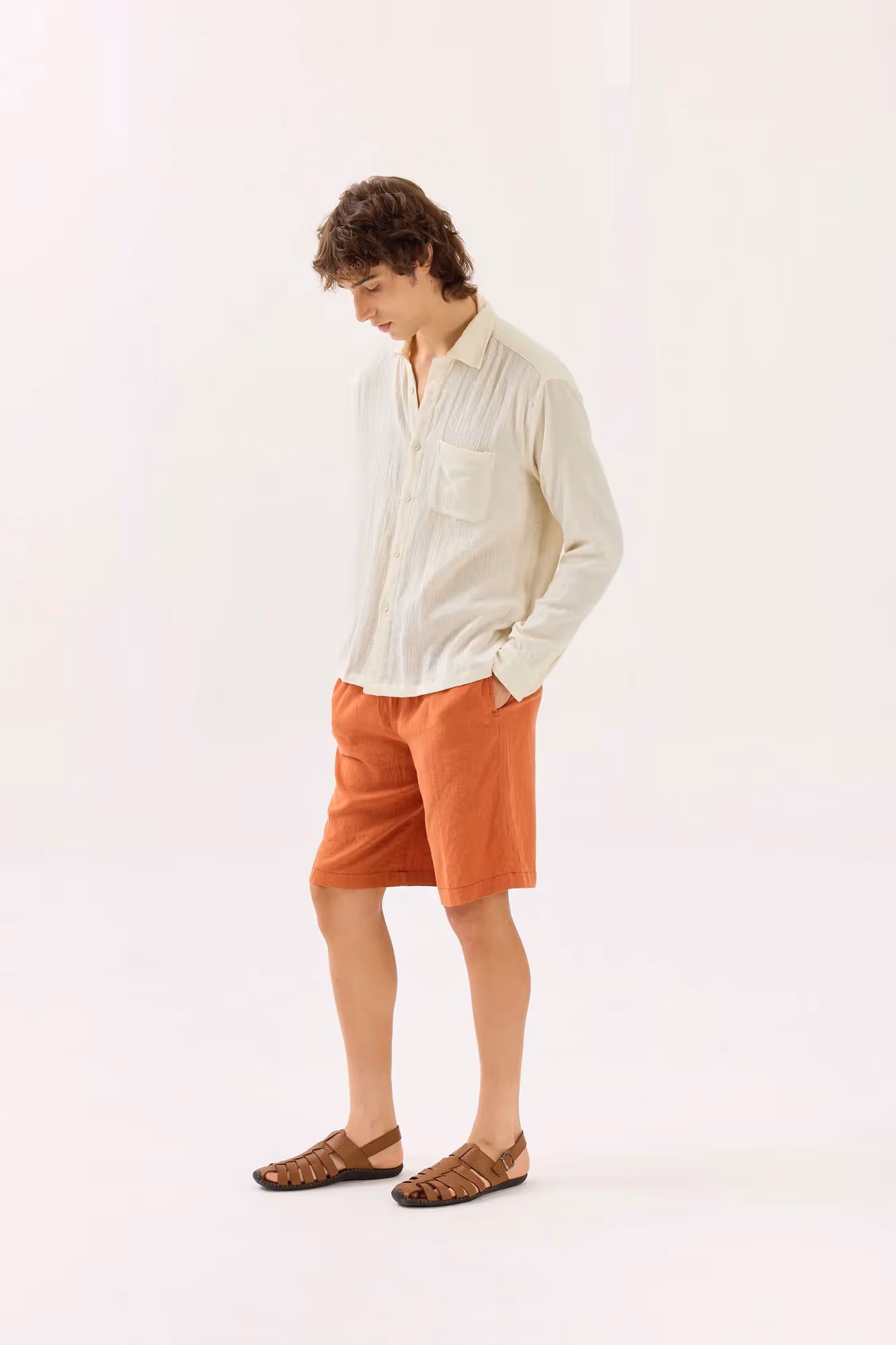 Off White Gauze Holiday Shirt image 5