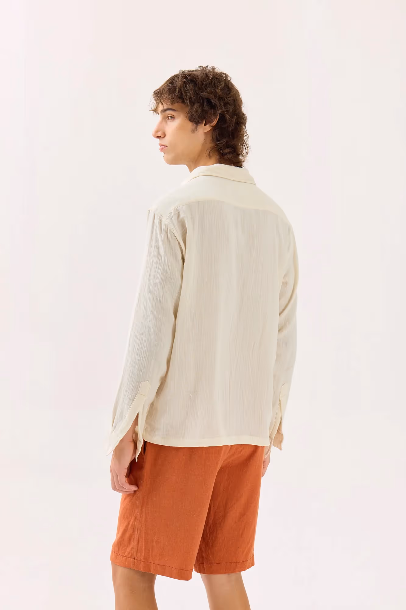 Off White Gauze Holiday Shirt image 6