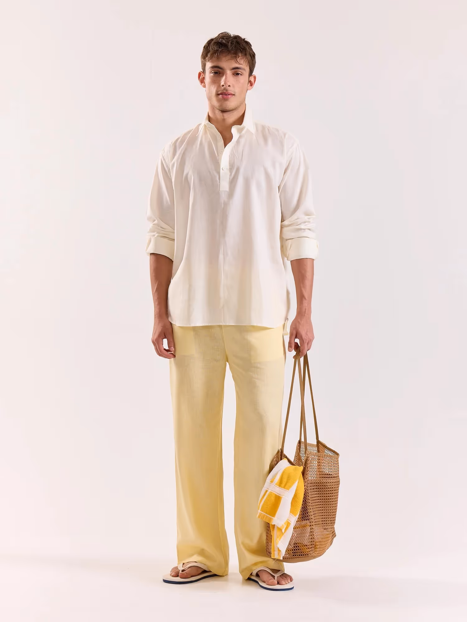 Off White Linen Blend Pullover image 1