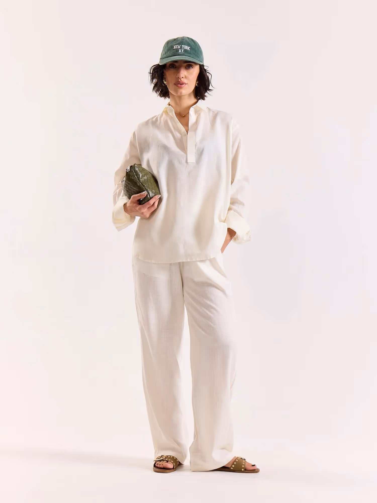 Off White Linen Blend Pullover image 2