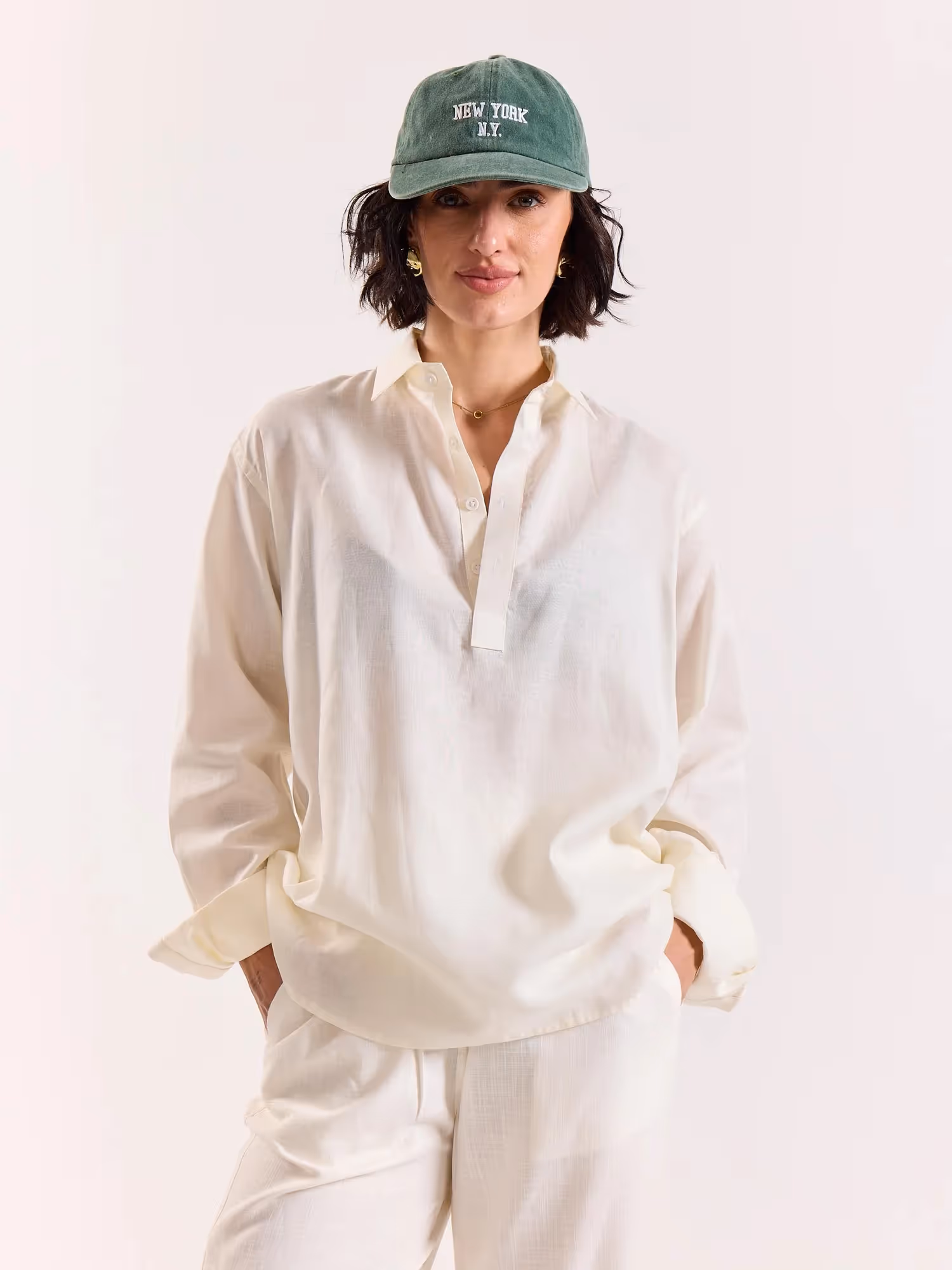 Off White Linen Blend Pullover image 4