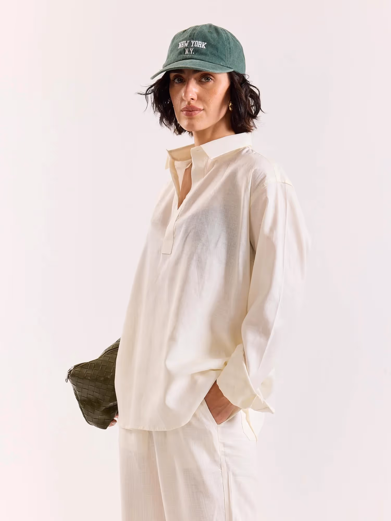 Off White Linen Blend Pullover image 7