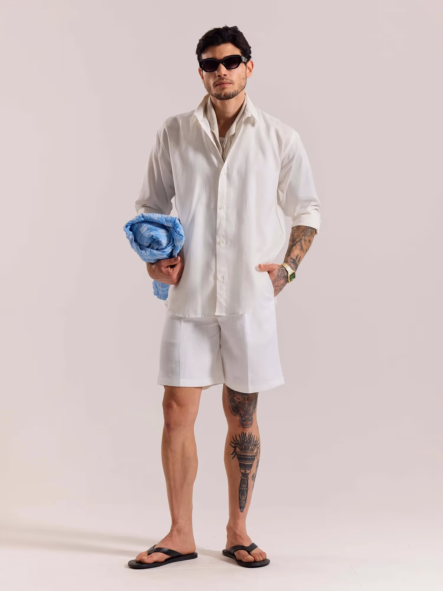 Off White Linen-blend Shirt image 1