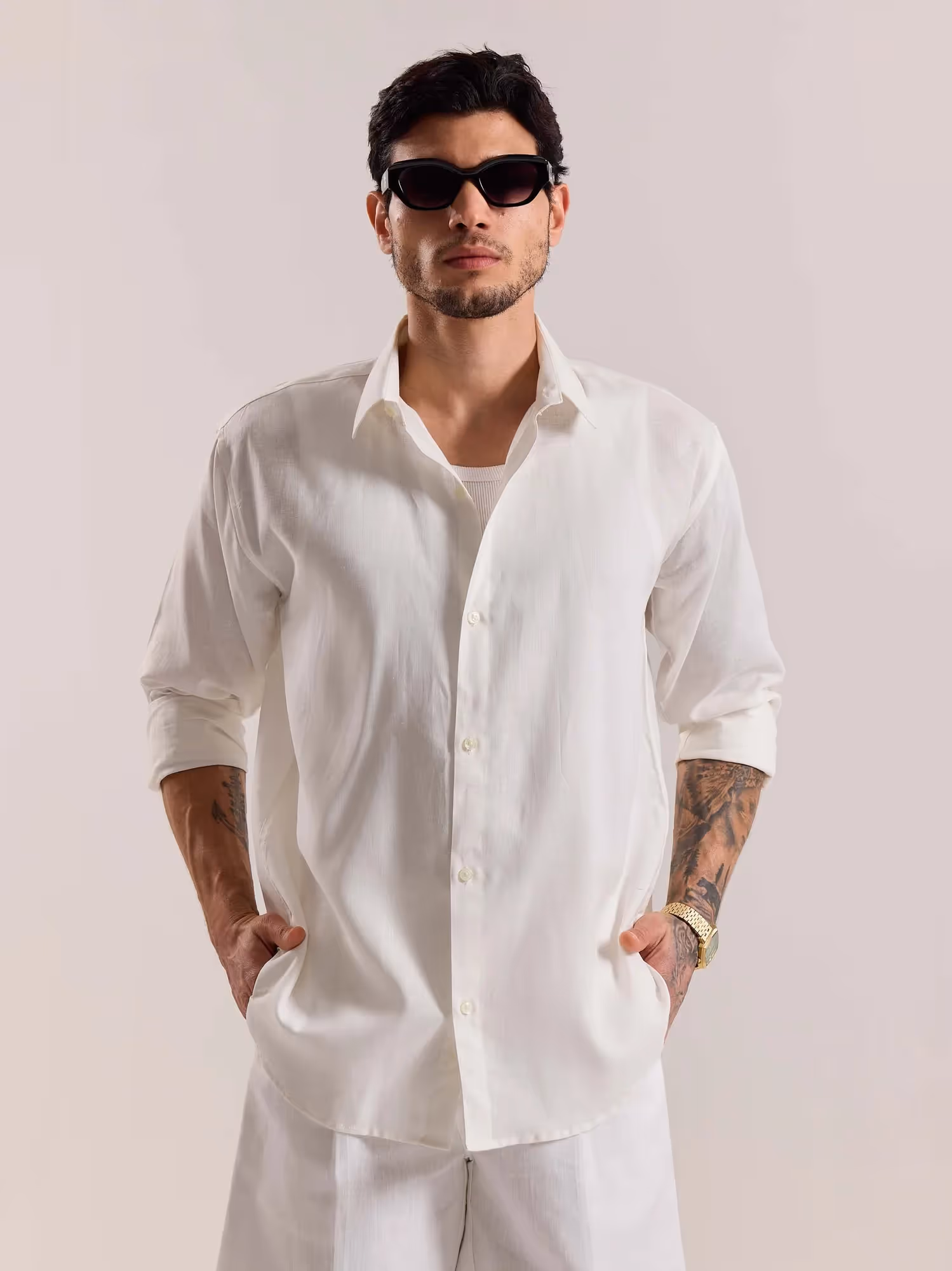 Off White Linen-blend Shirt  image 3