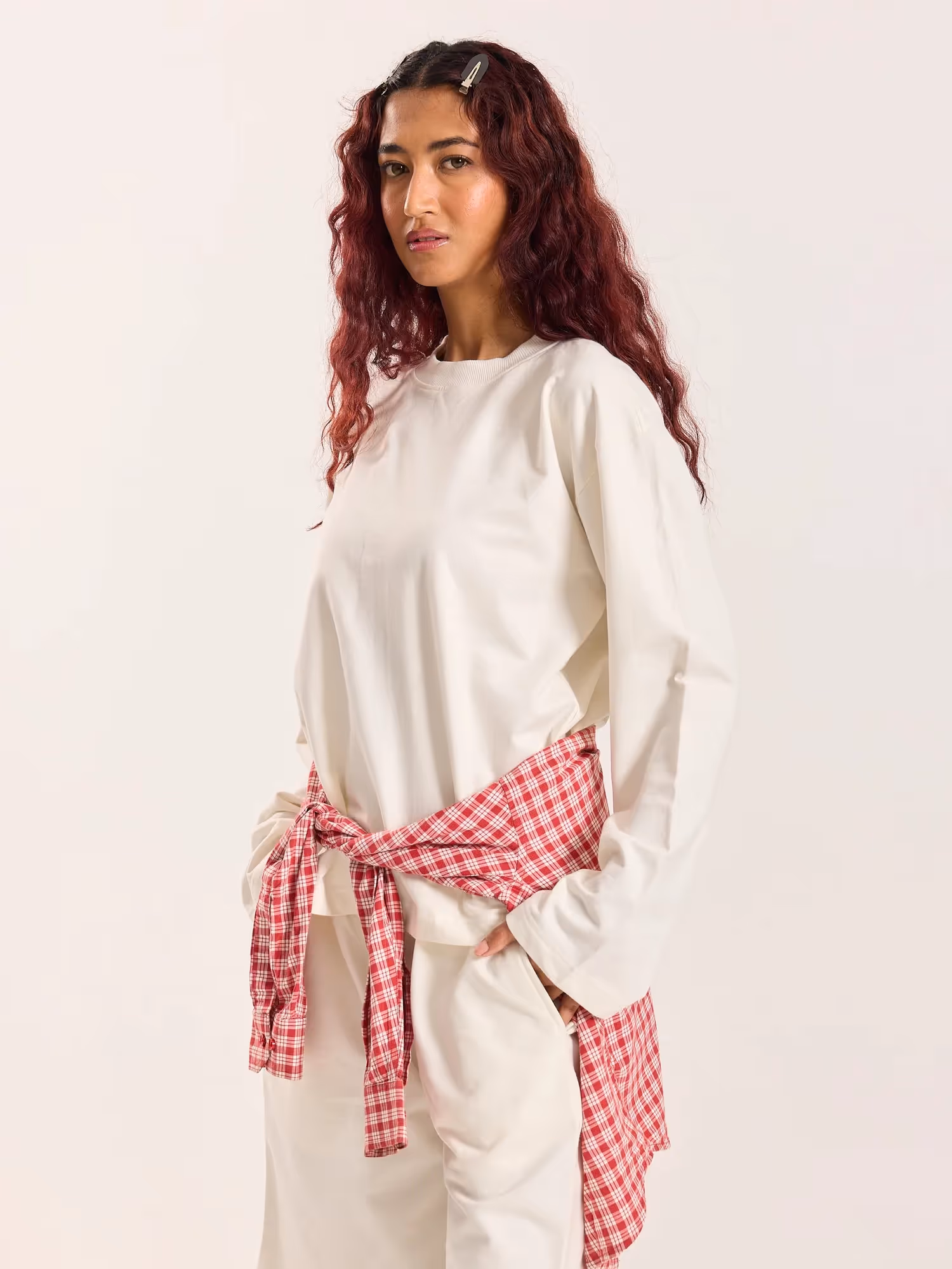 Off-White Loose Fit Cropped T-Shirt  image 7