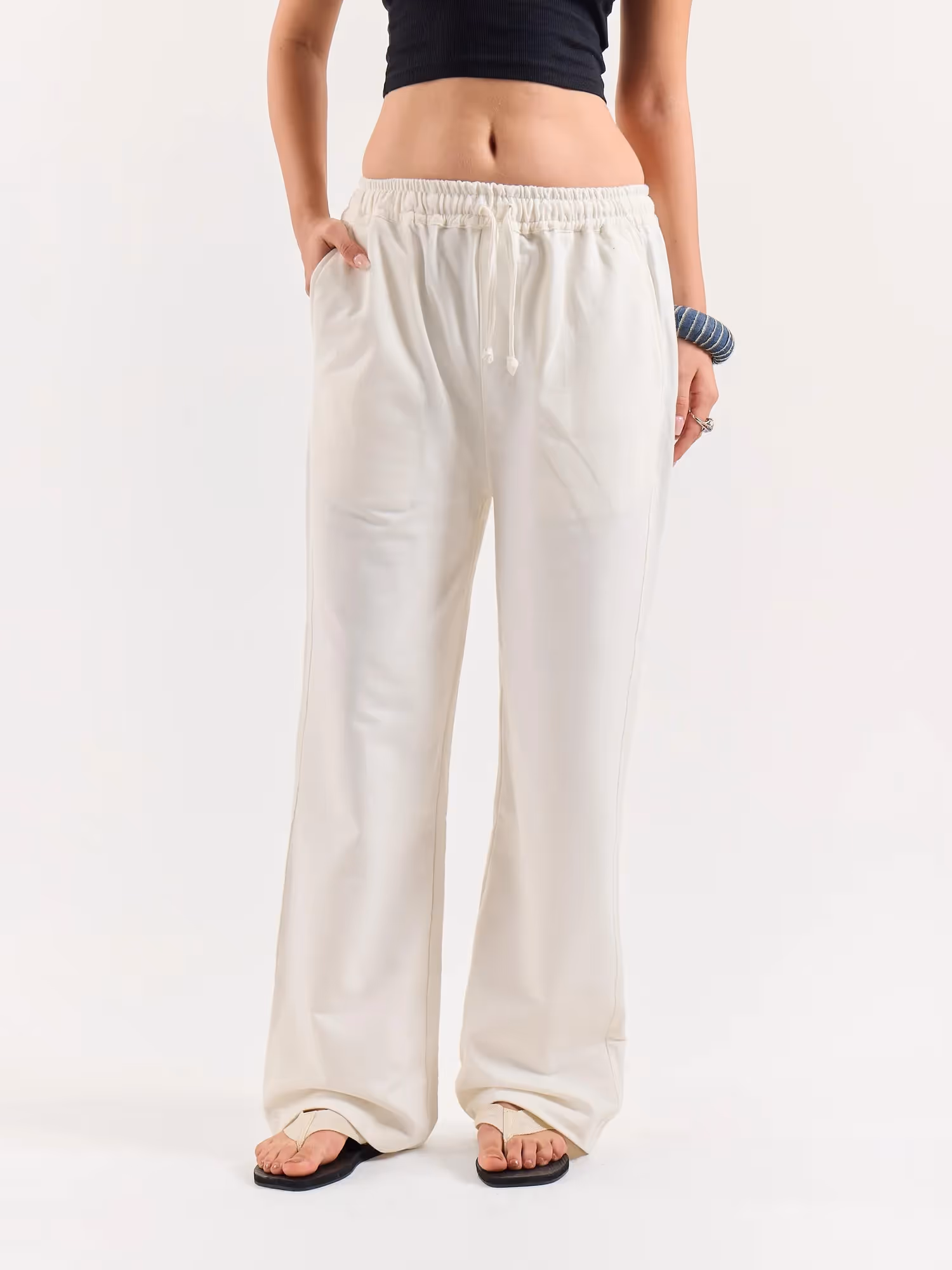 Off White Loose Fit Sweatpants image 4