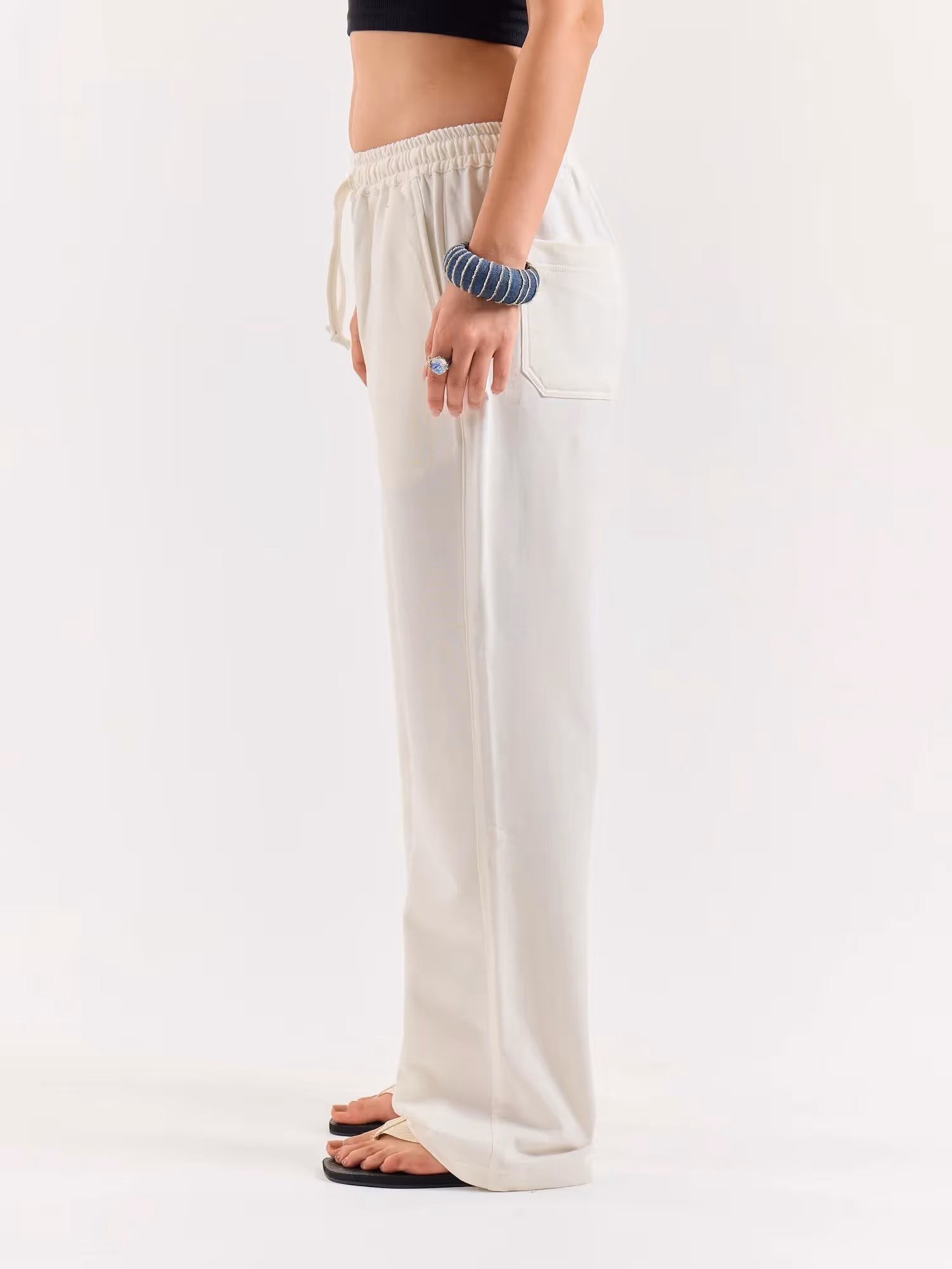 Off White Loose Fit Sweatpants image 6