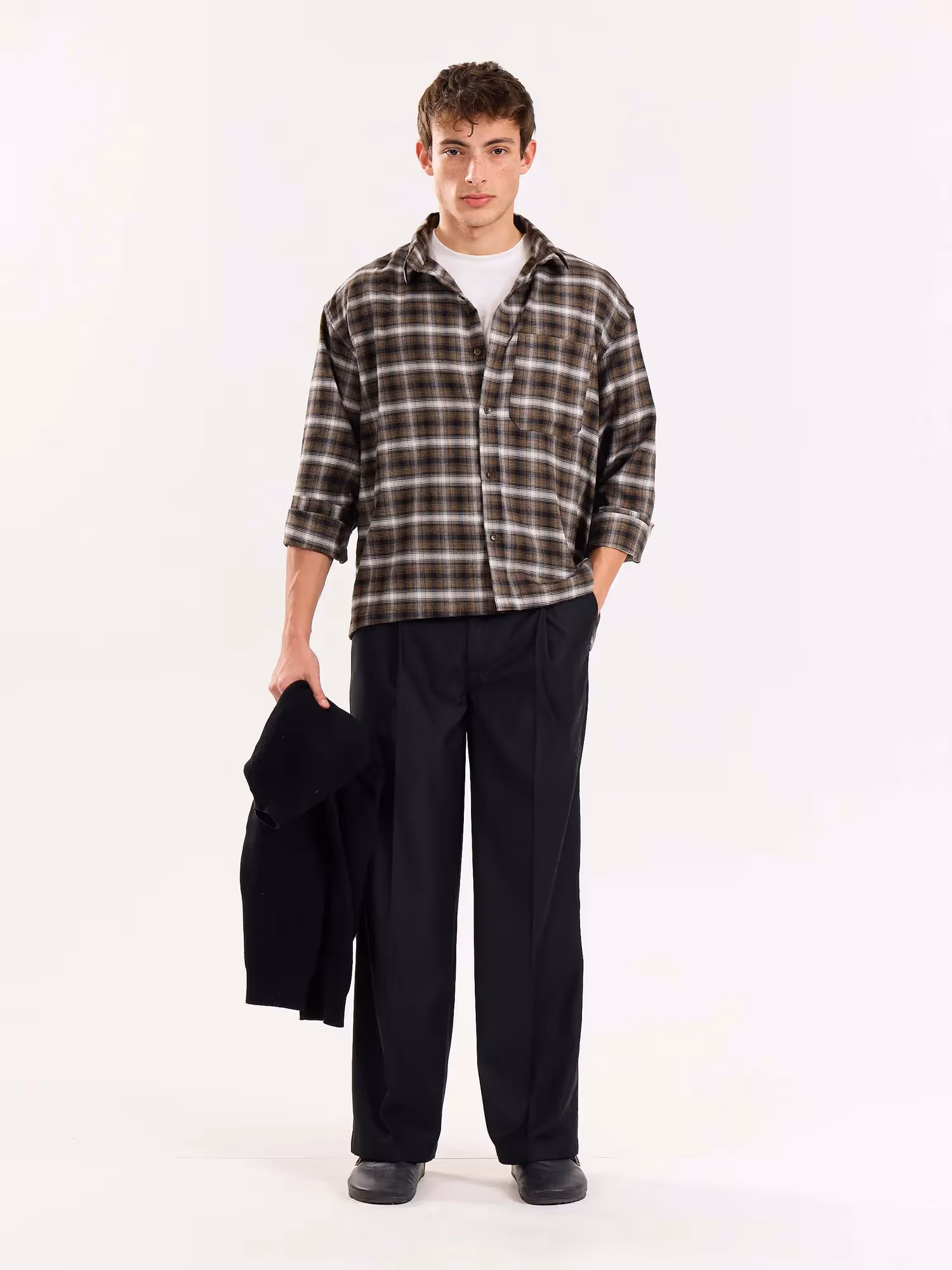 Olive Checkered Flannel Overshirt image 1