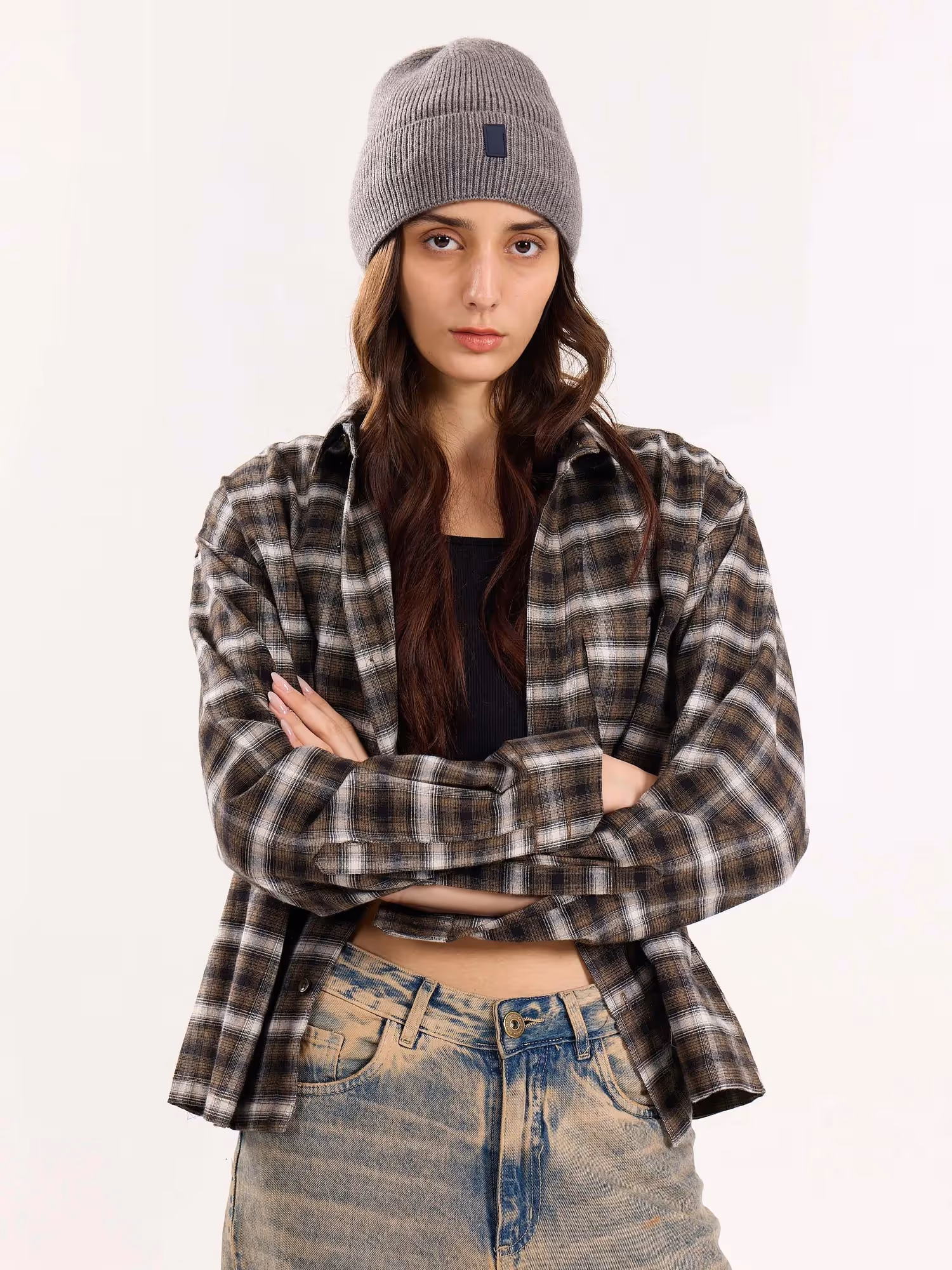 Olive Checkered Flannel Overshirt  image 4