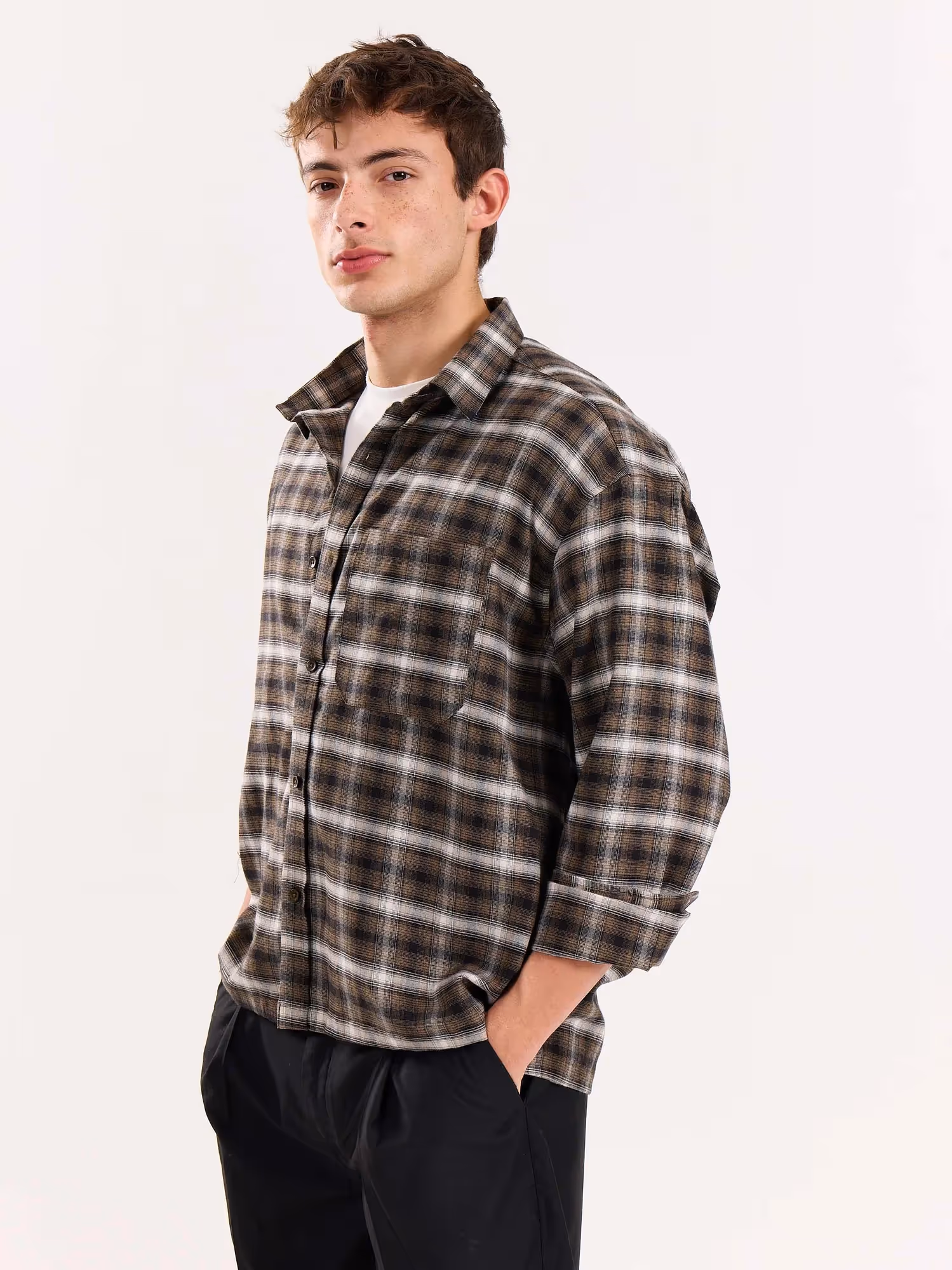 Olive Checkered Flannel Overshirt  image 6