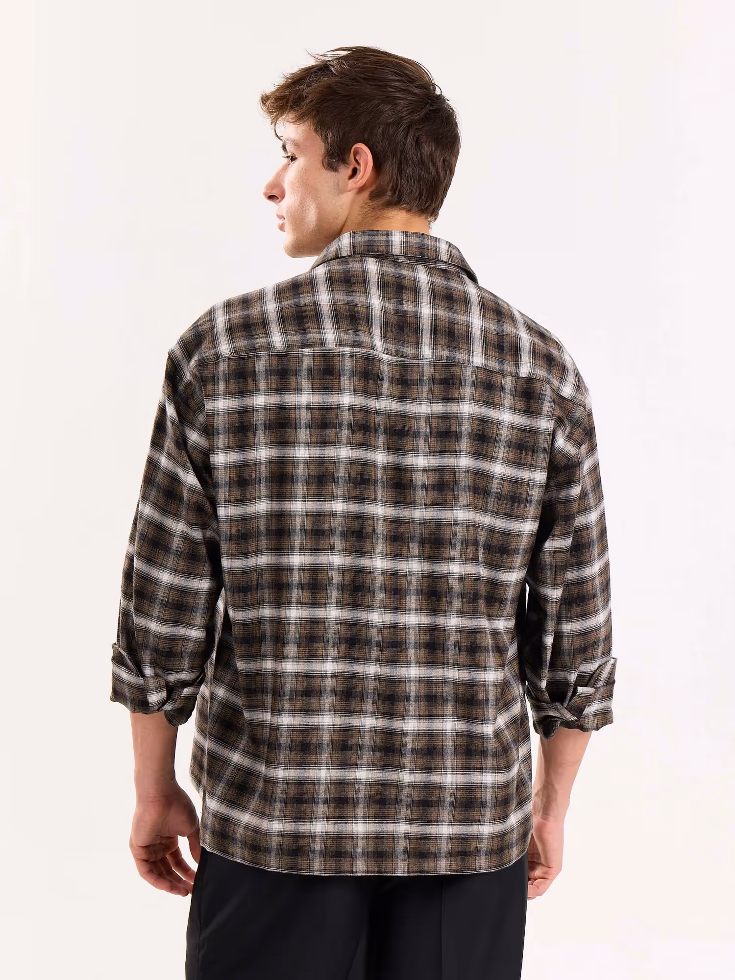 Olive Checkered Flannel Overshirt  image 8