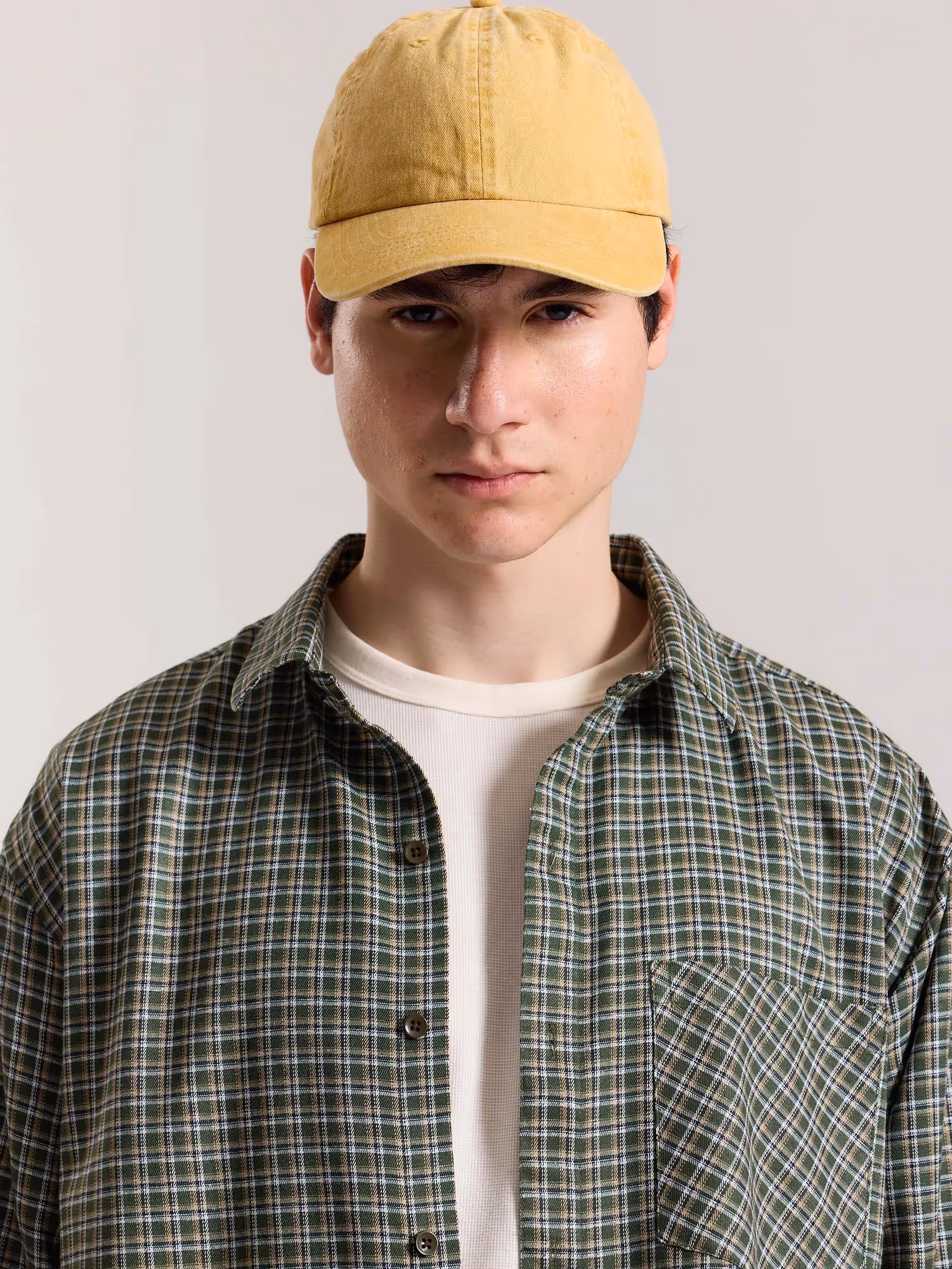 Olive Checkered Oversized Cropped Shirt  image 5