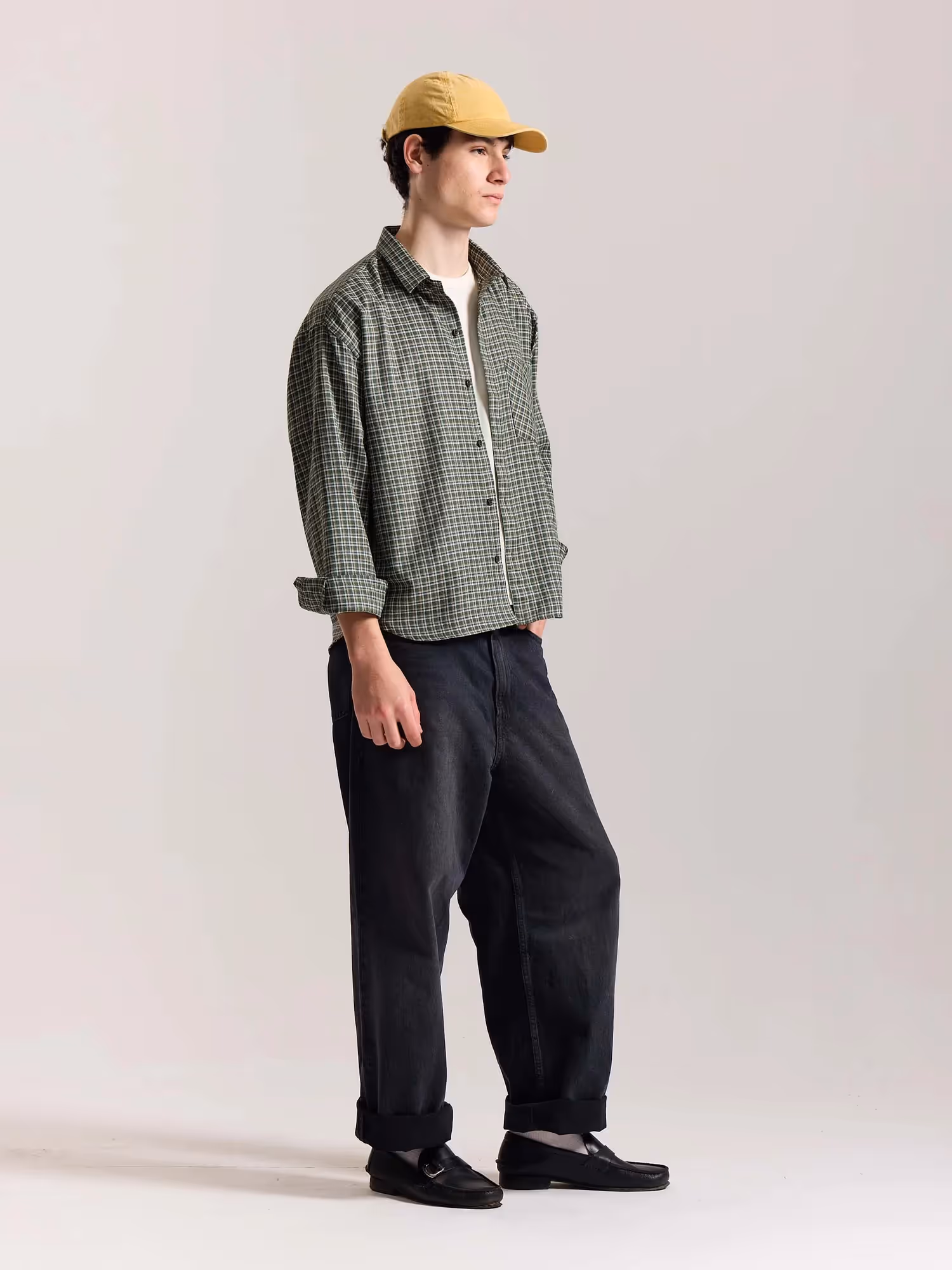 Olive Checkered Oversized Cropped Shirt  image 7