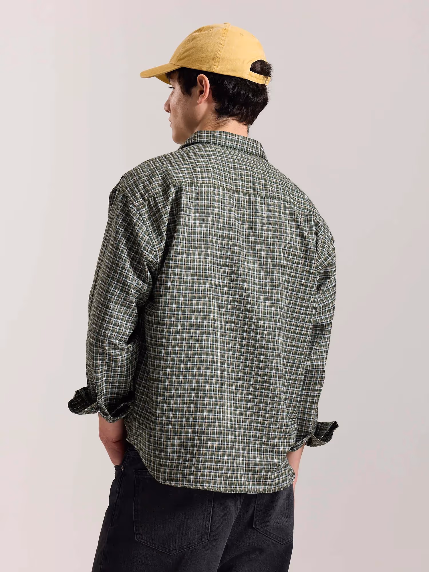 Olive Checkered Oversized Cropped Shirt  image 8