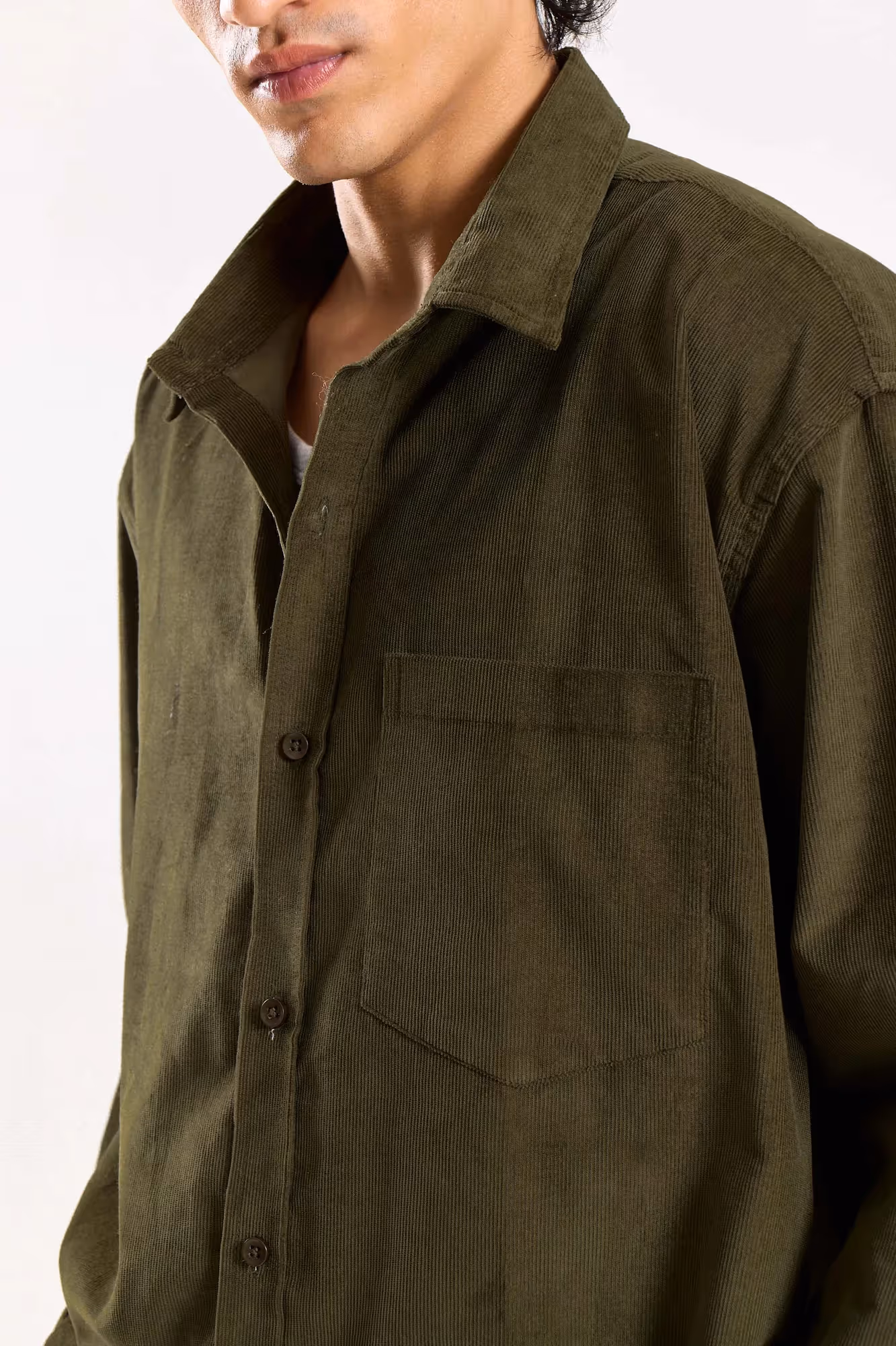 Olive Corduroy Oversized Shirt  image 5