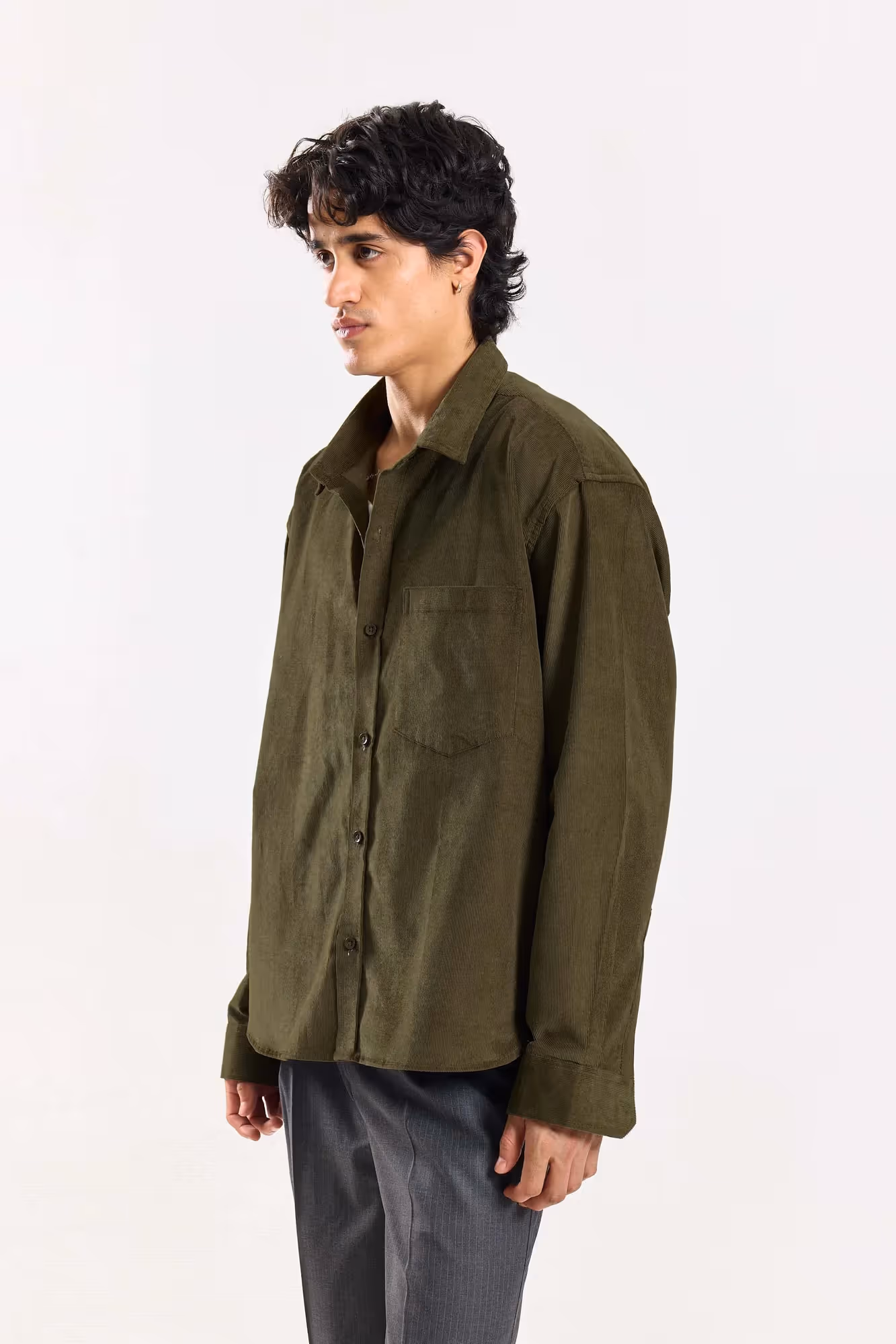 Olive Corduroy Oversized Shirt  image 6