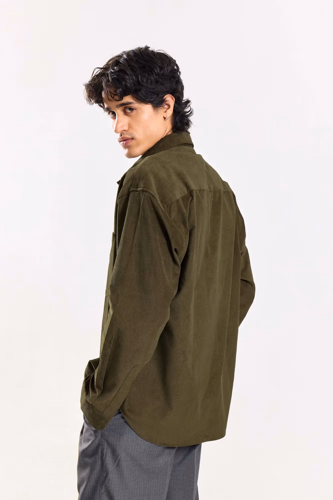 Olive Corduroy Oversized Shirt  image 7