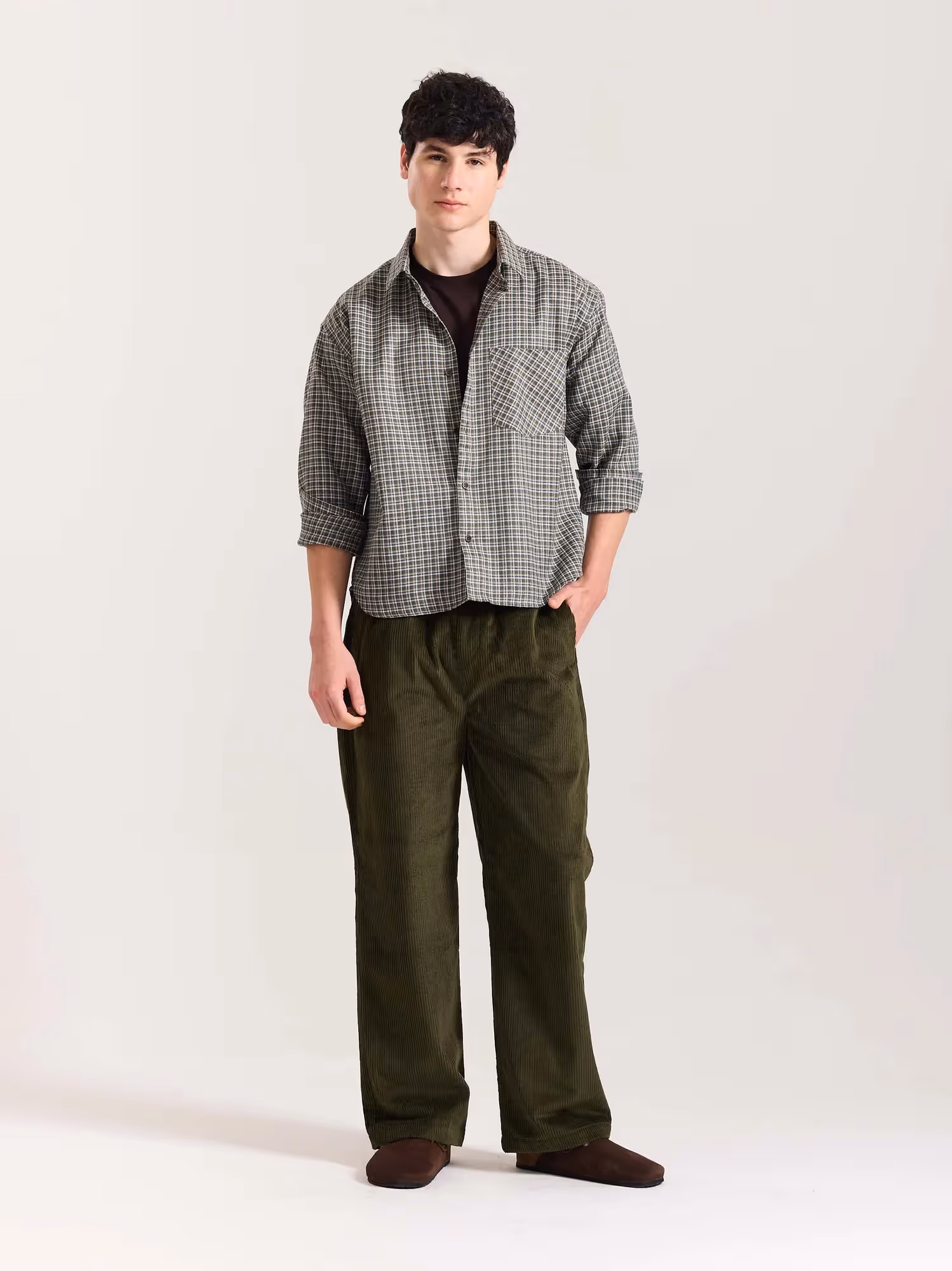Olive Green Corduroy Pull-on Pants image 1