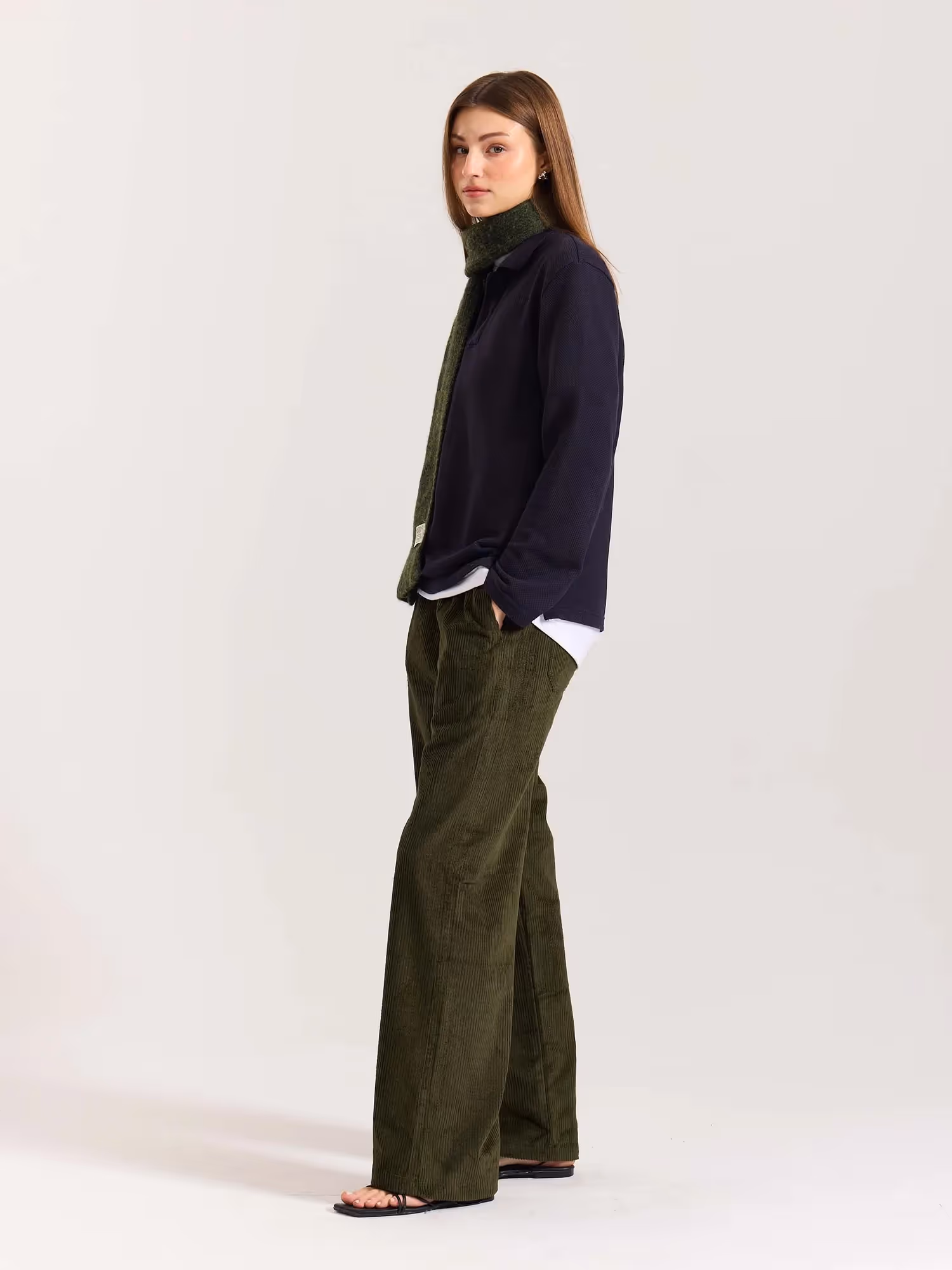 Olive Green Corduroy Pull-on Pants image 5