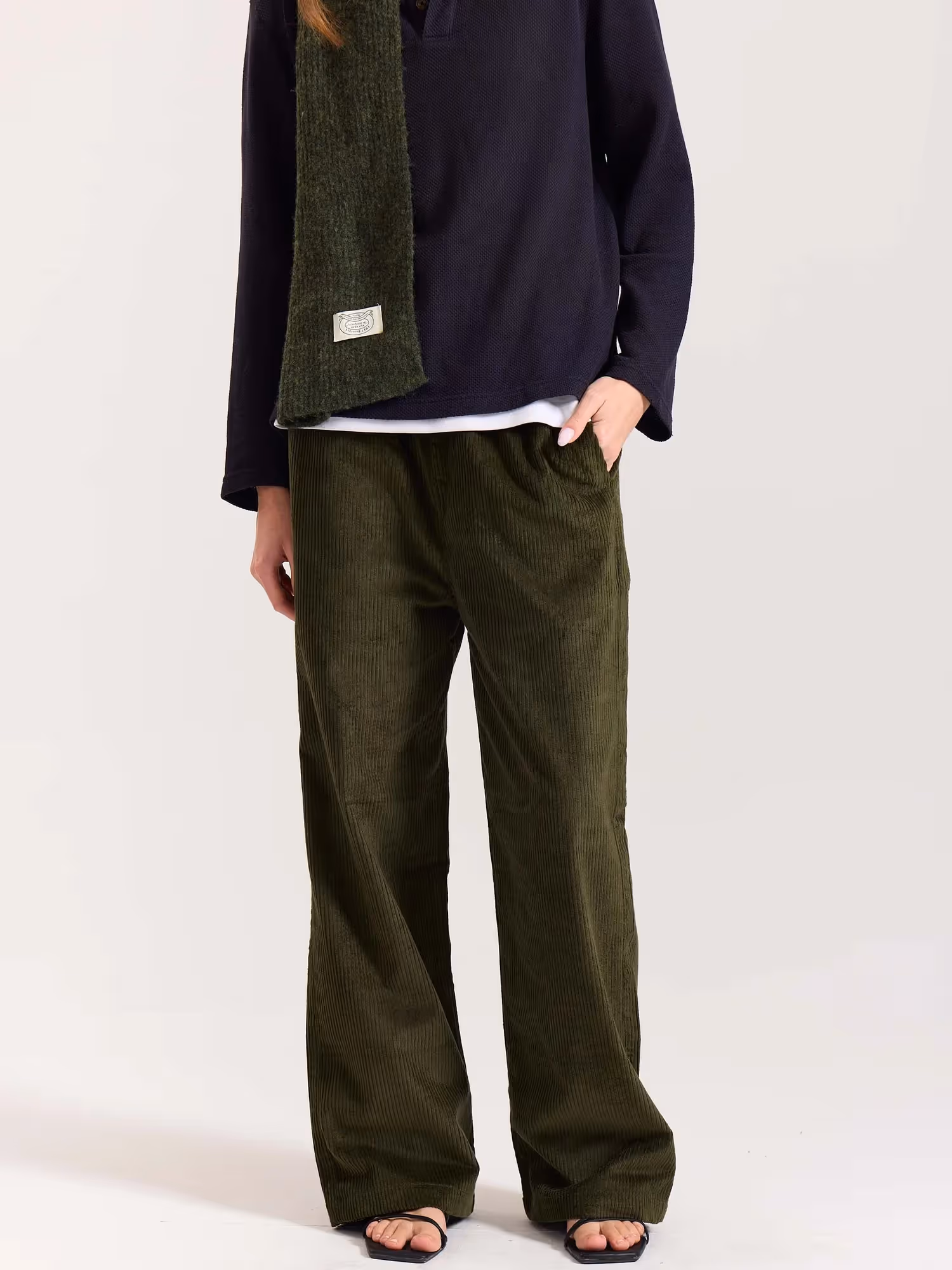 Olive Green Corduroy Pull-on Pants image 8