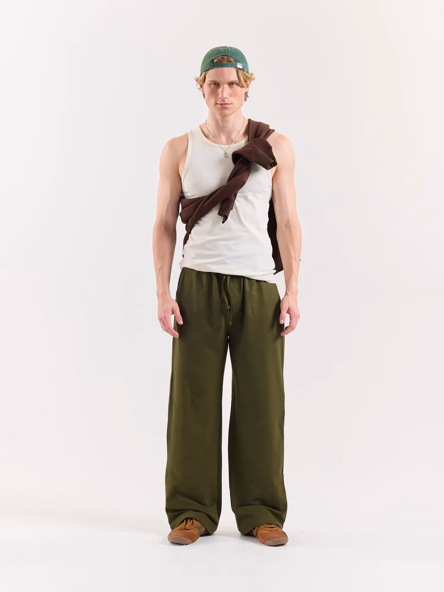 Olive Green Loose Fit Sweatpants image 1
