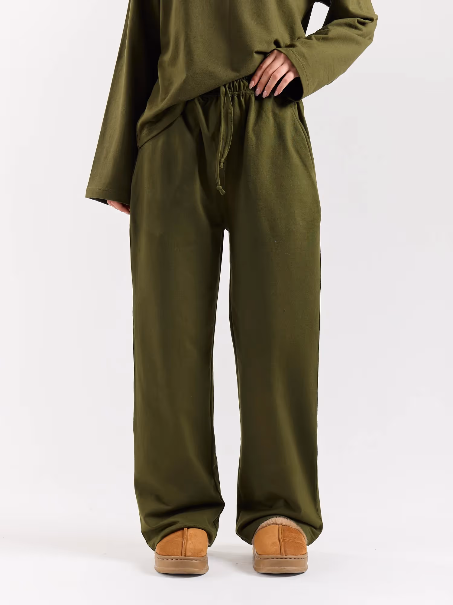 Olive Green Loose Fit Sweatpants image 4