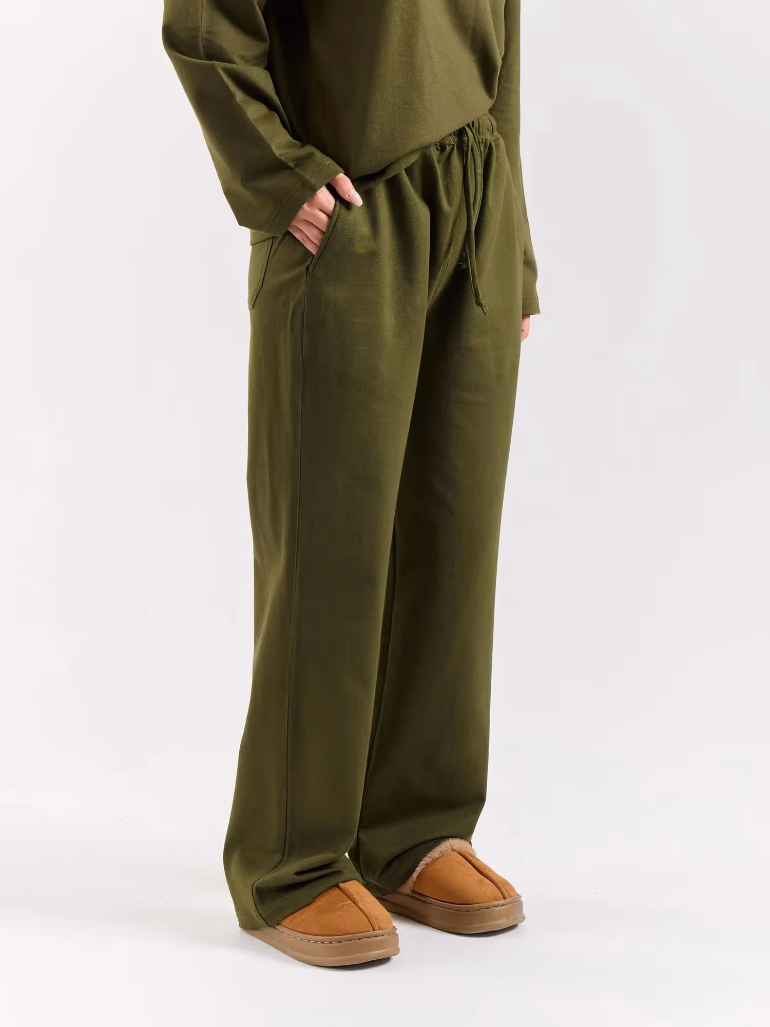 Olive Green Loose Fit Sweatpants image 5