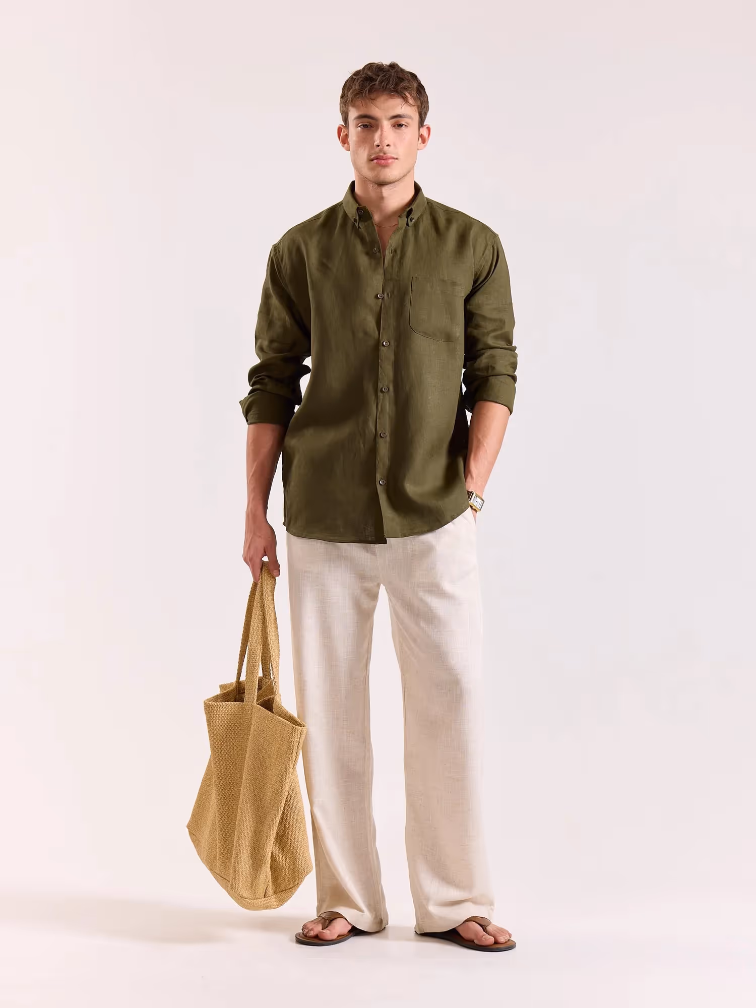 Olive Irish Linen Shirt image 1