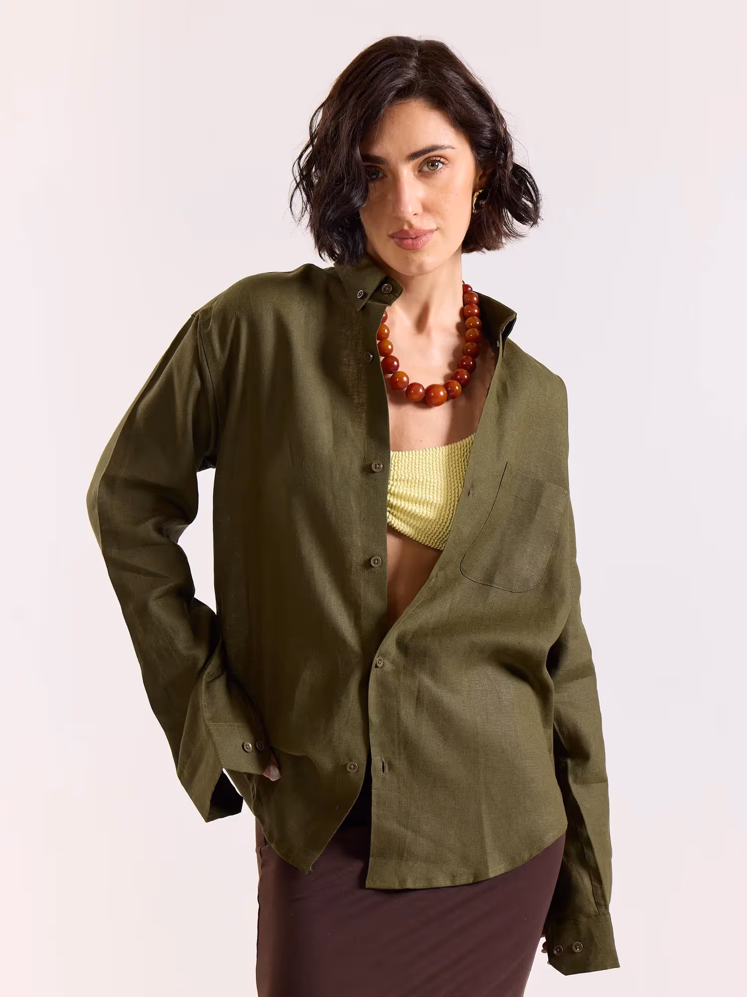 Olive Irish Linen Shirt image 4