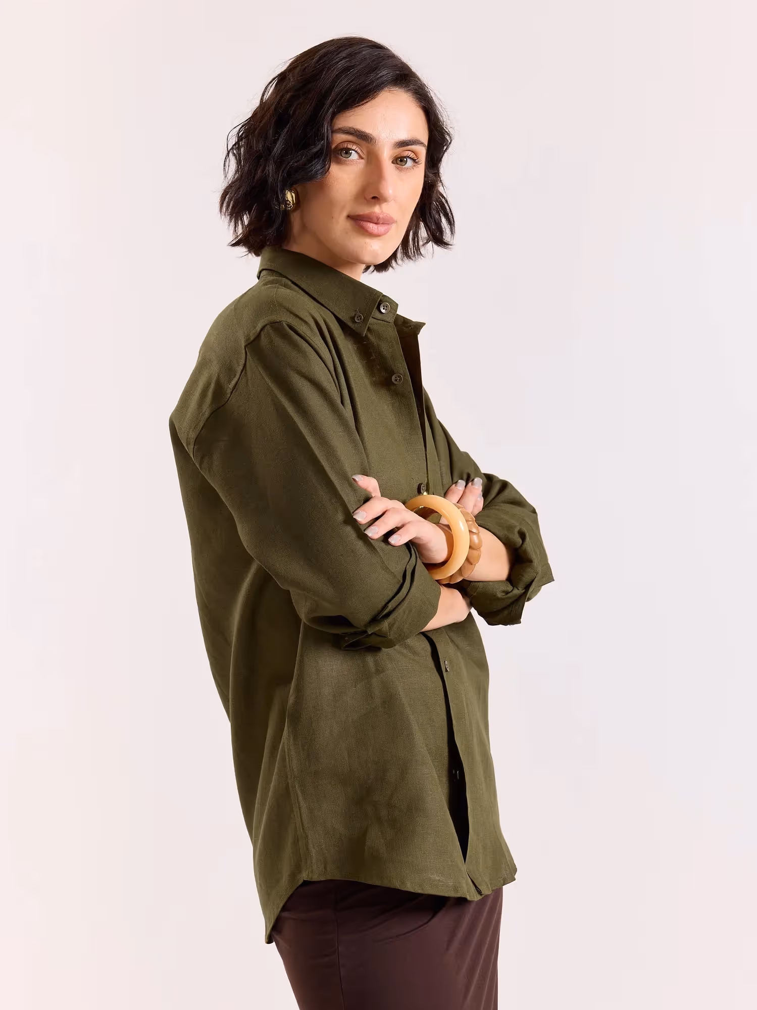 Olive Irish Linen Shirt image 5