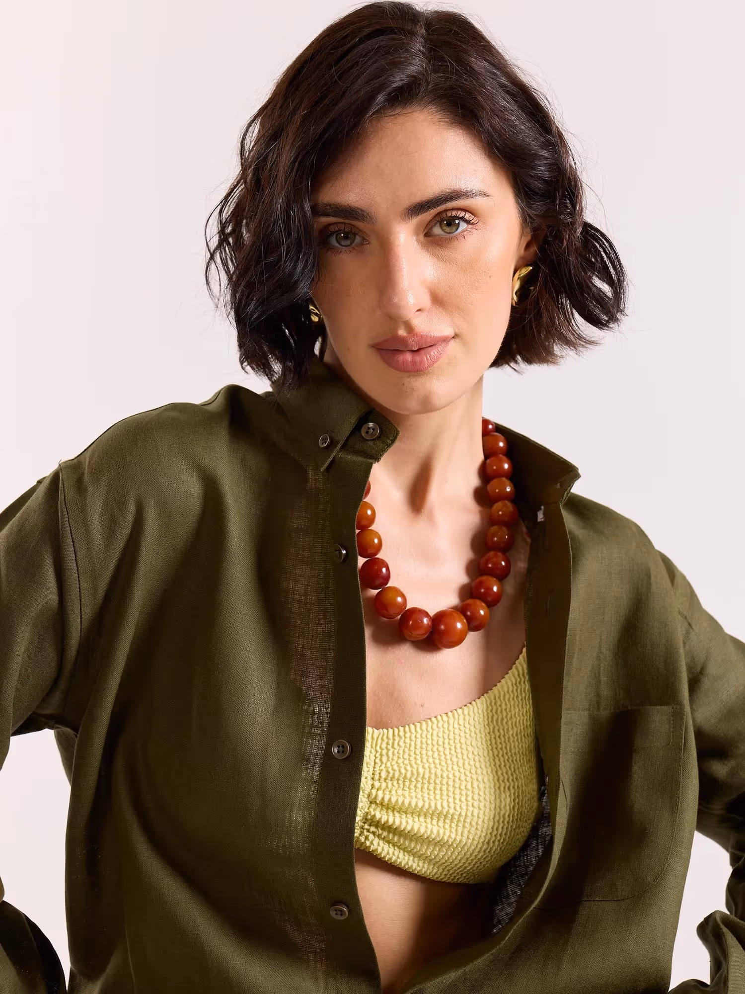 Olive Irish Linen Shirt image 6