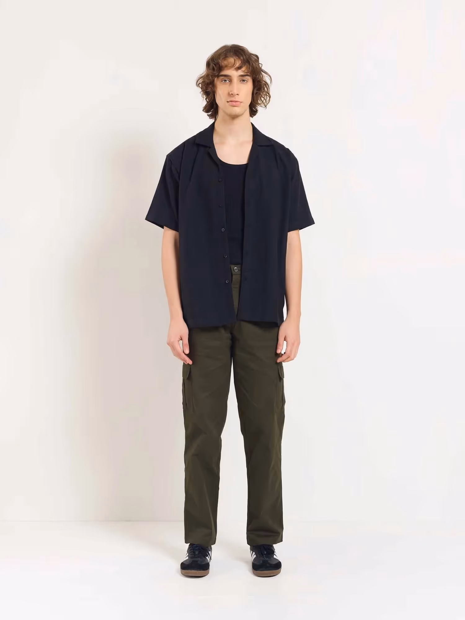 Olive Loose Fit Twill Cargo Trousers image 1