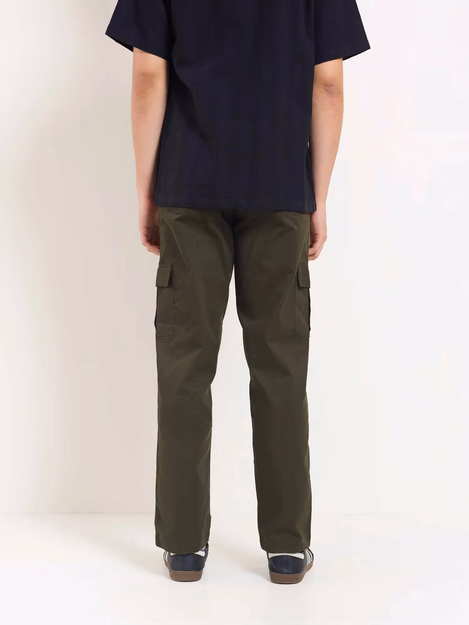 Olive Loose Fit Twill Cargo Trousers image 6