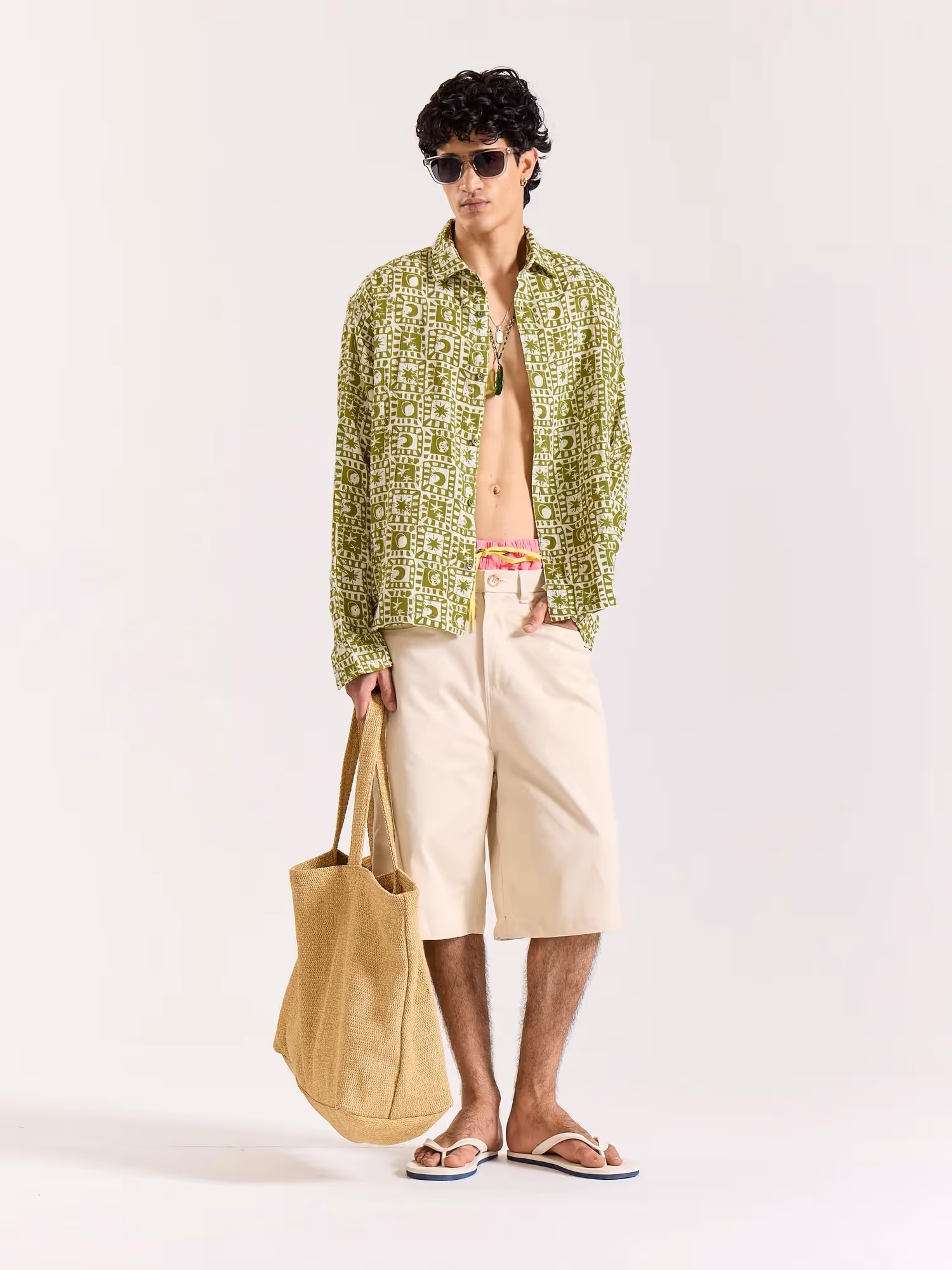 Olive Star Gazer Gauze Holiday Shirt image 1