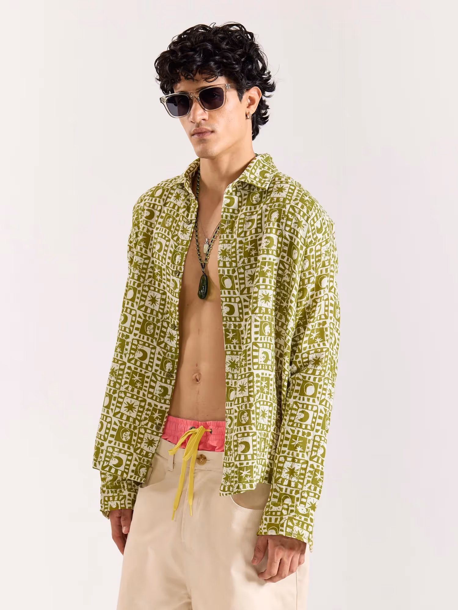 Olive Star Gazer Gauze Holiday Shirt image 4