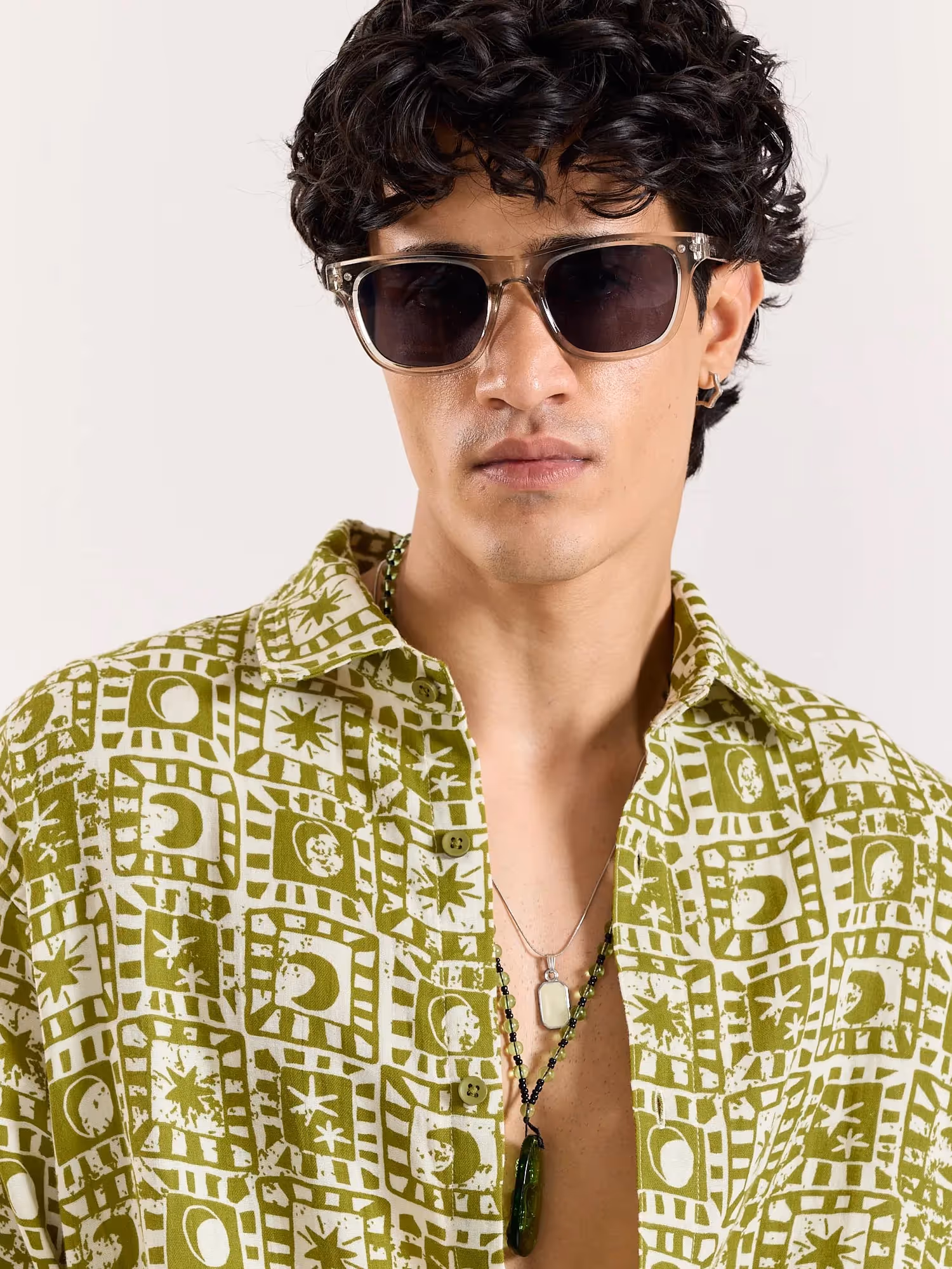 Olive Star Gazer Gauze Holiday Shirt image 6
