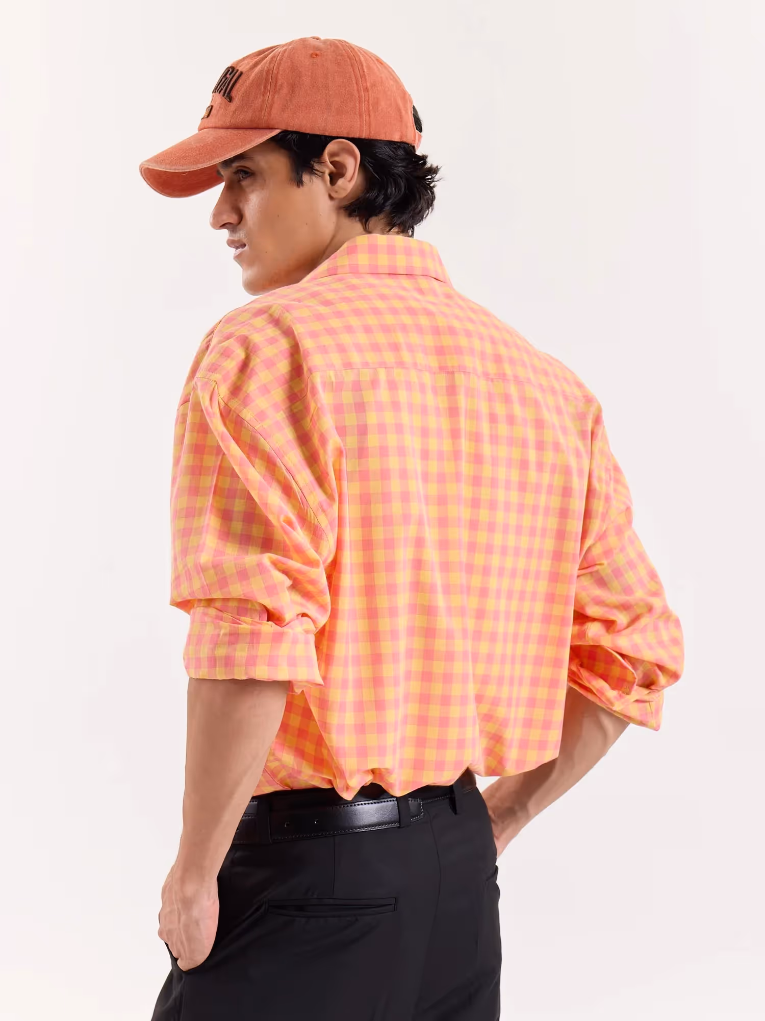 Orange & Pink Gingham Cropped Shirt image 7
