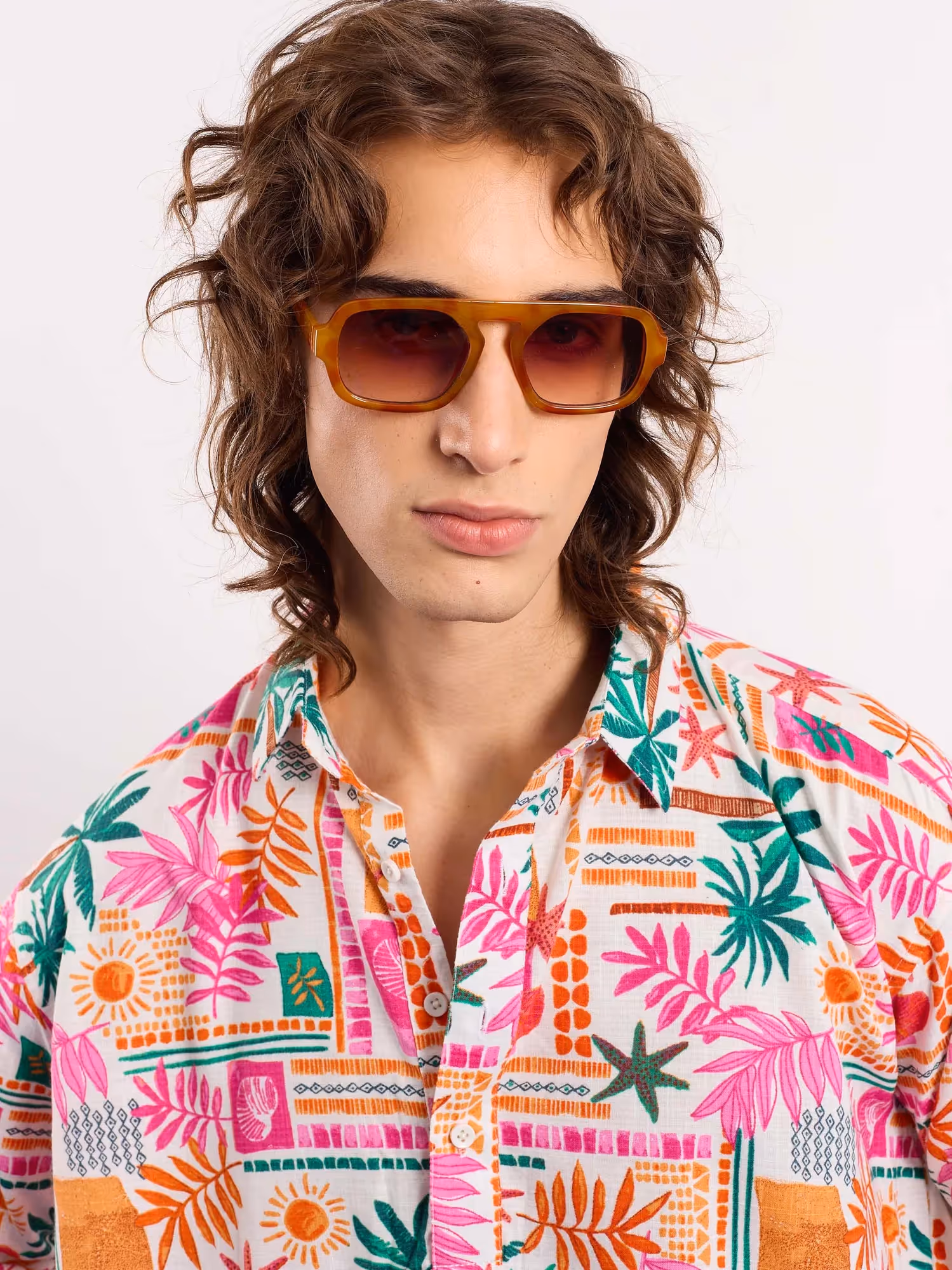 Orange Pink Tropical Linen Pullover image 7