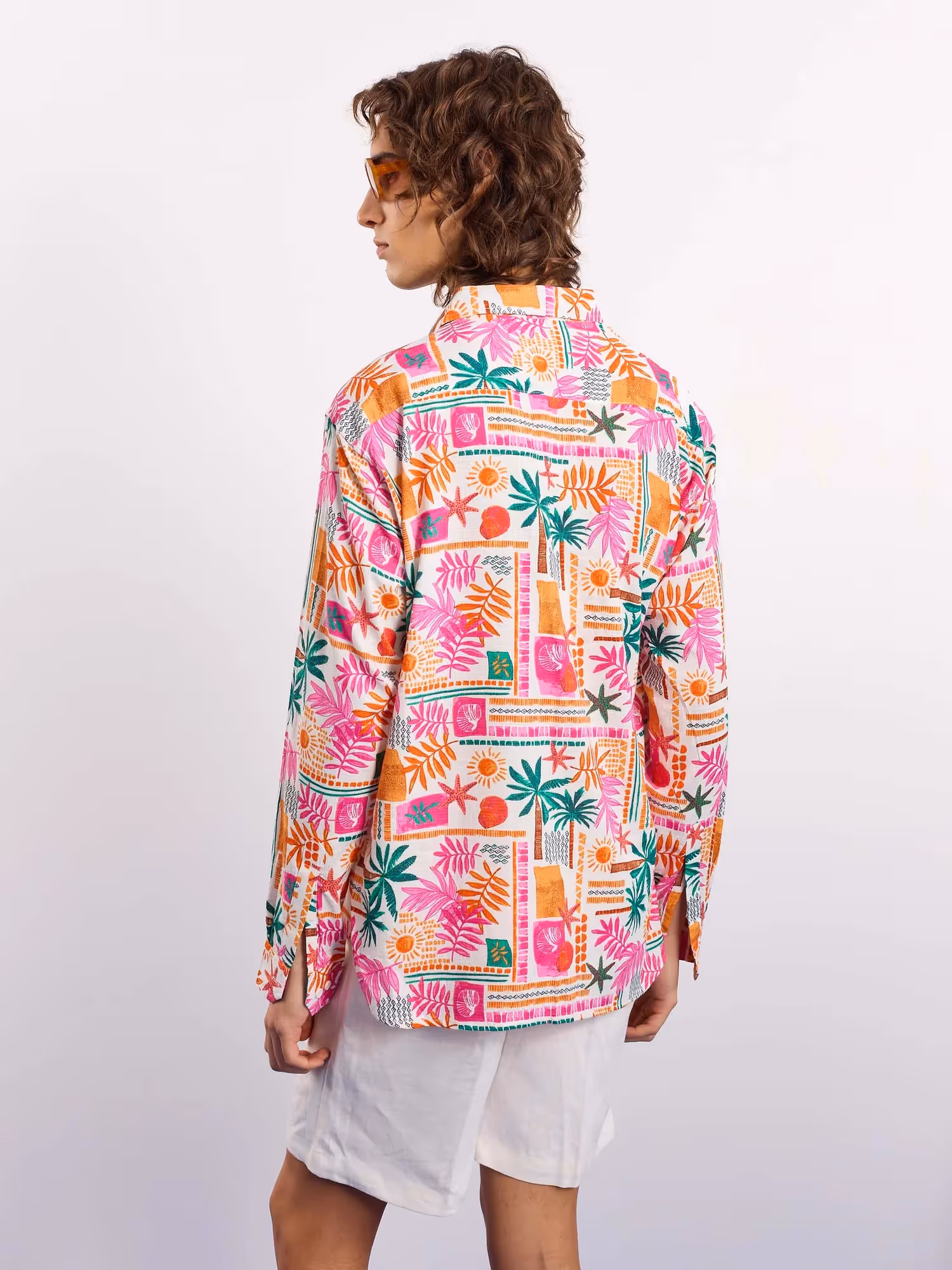 Orange Pink Tropical Linen Pullover image 8