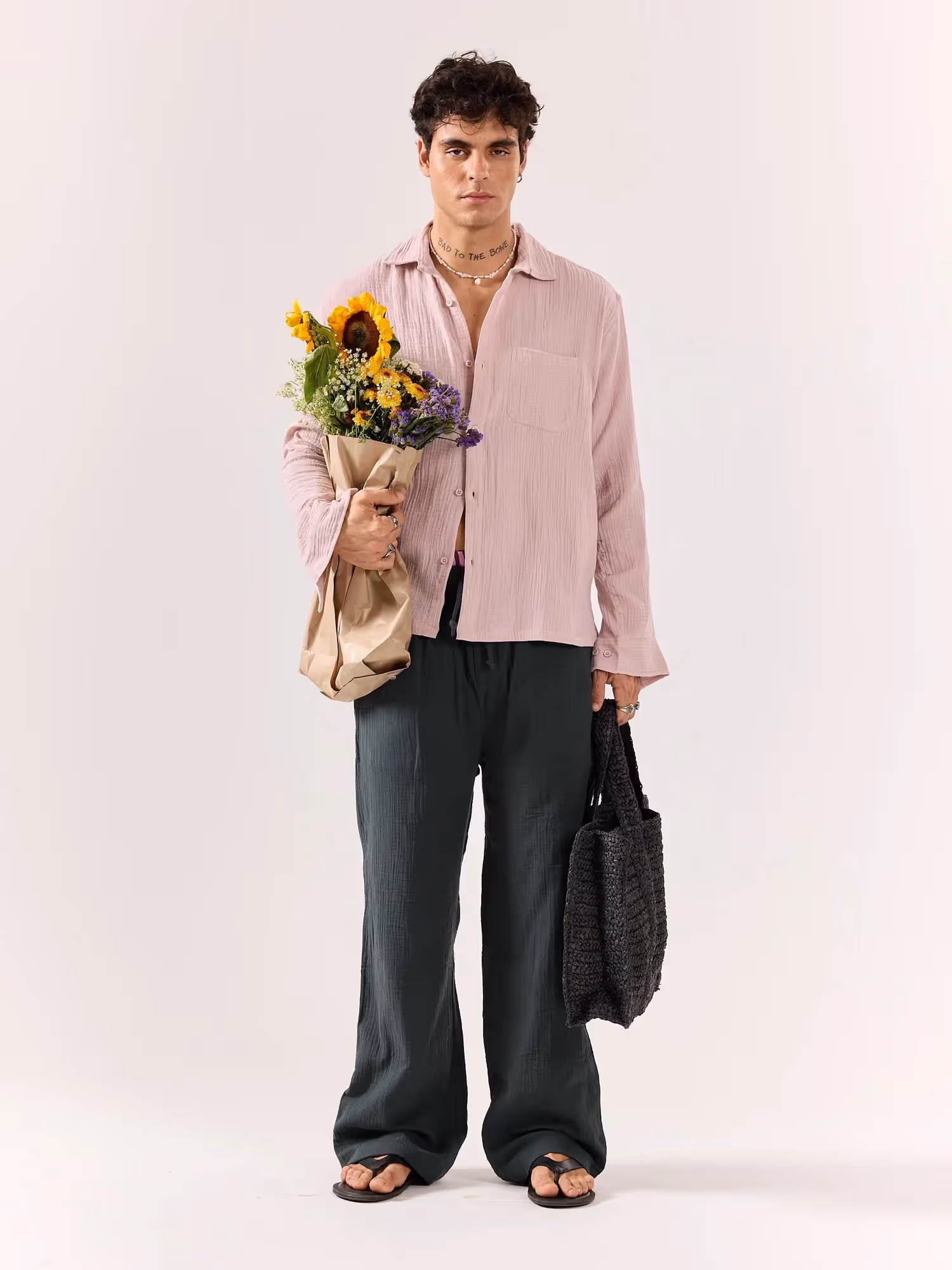 Pale Pink Gauze Holiday Shirt  image 1