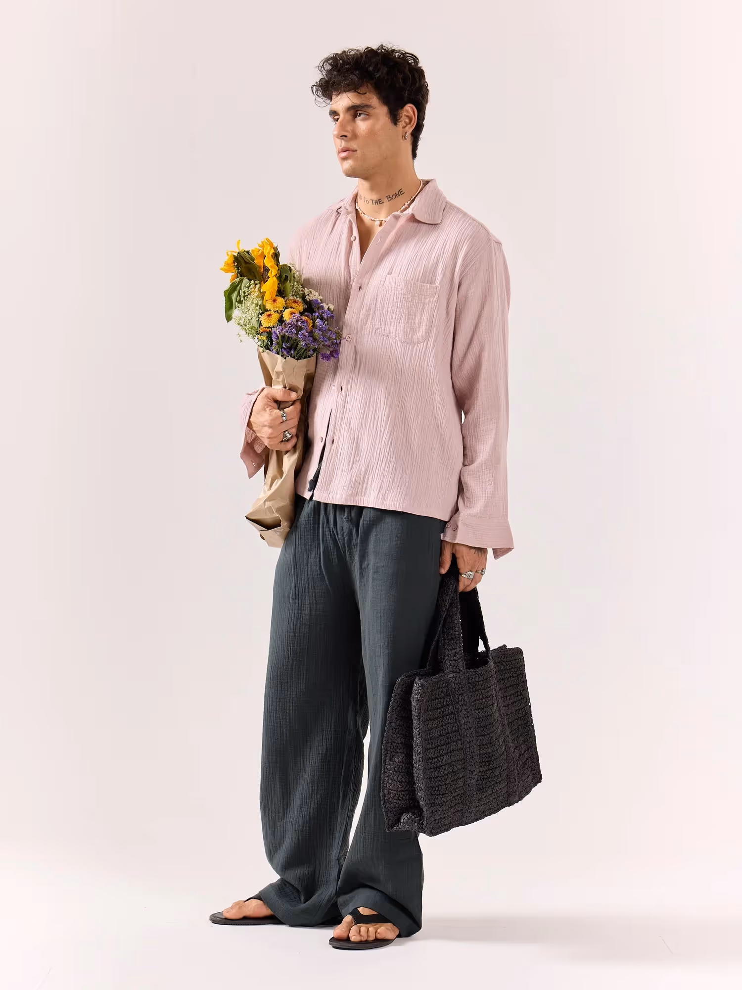 Pale Pink Gauze Holiday Shirt  image 2