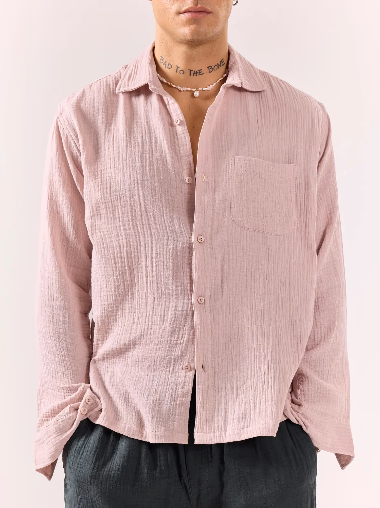 Pale Pink Gauze Holiday Shirt  image 3