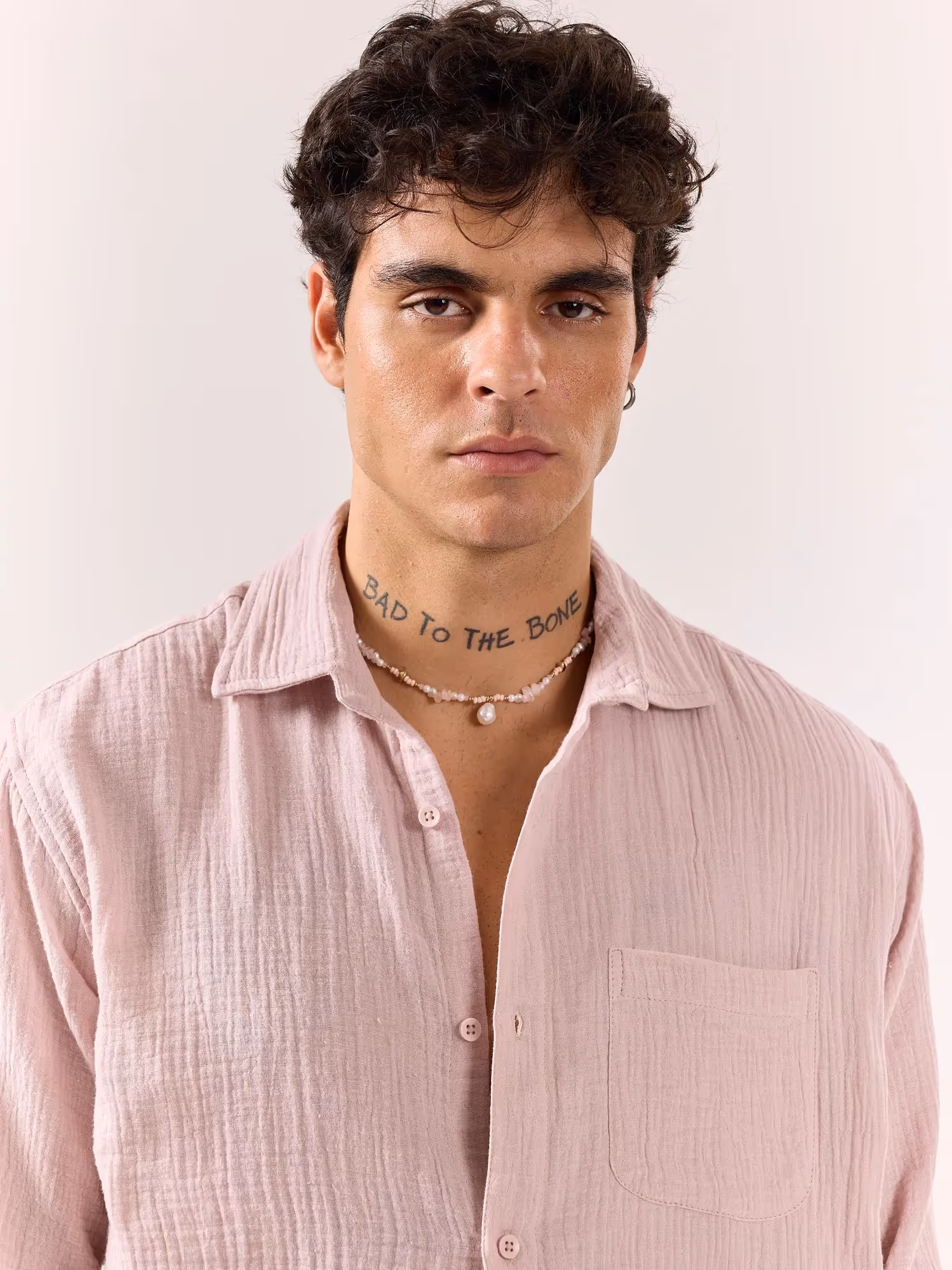 Pale Pink Gauze Holiday Shirt  image 4