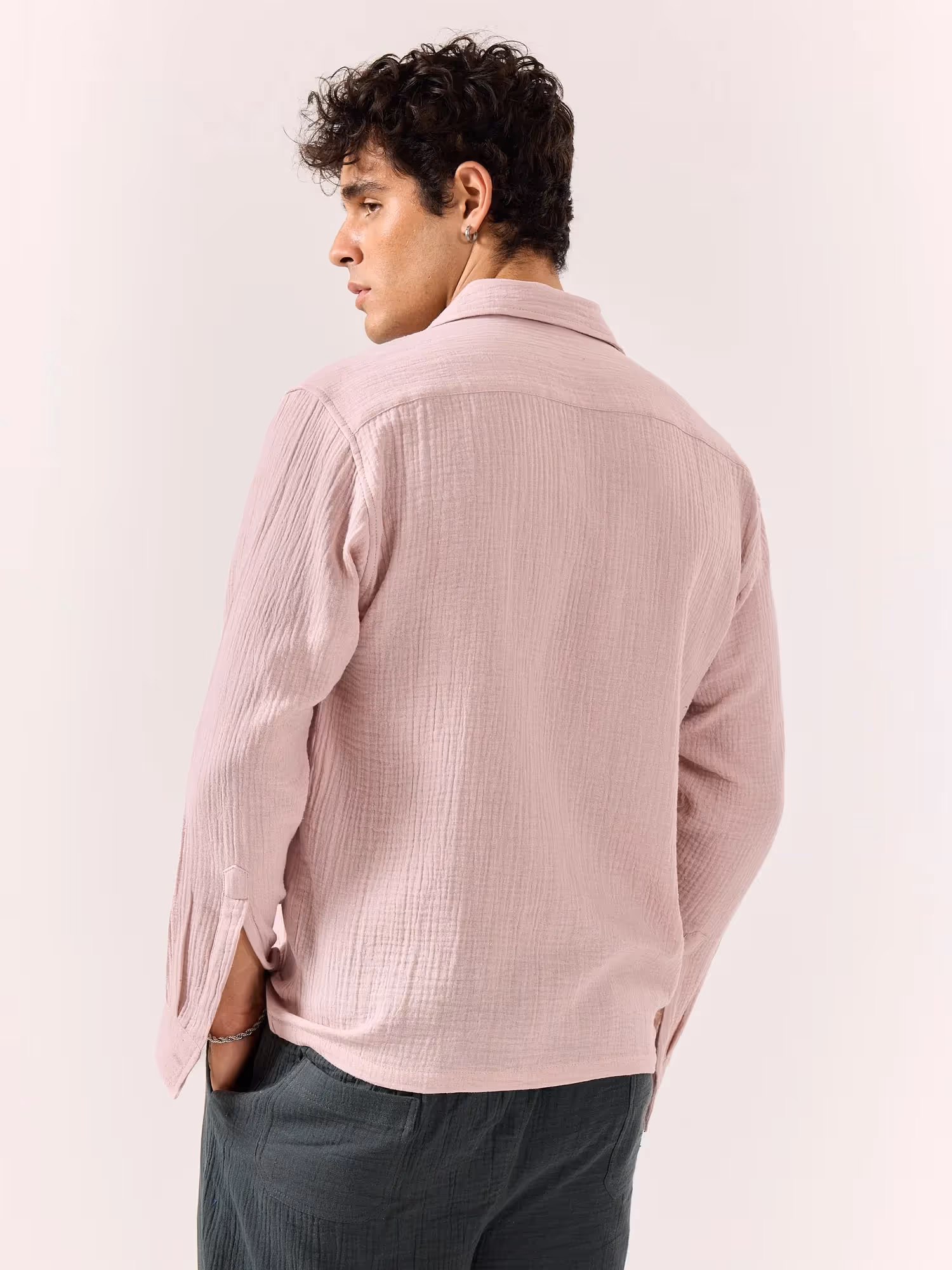 Pale Pink Gauze Holiday Shirt  image 7