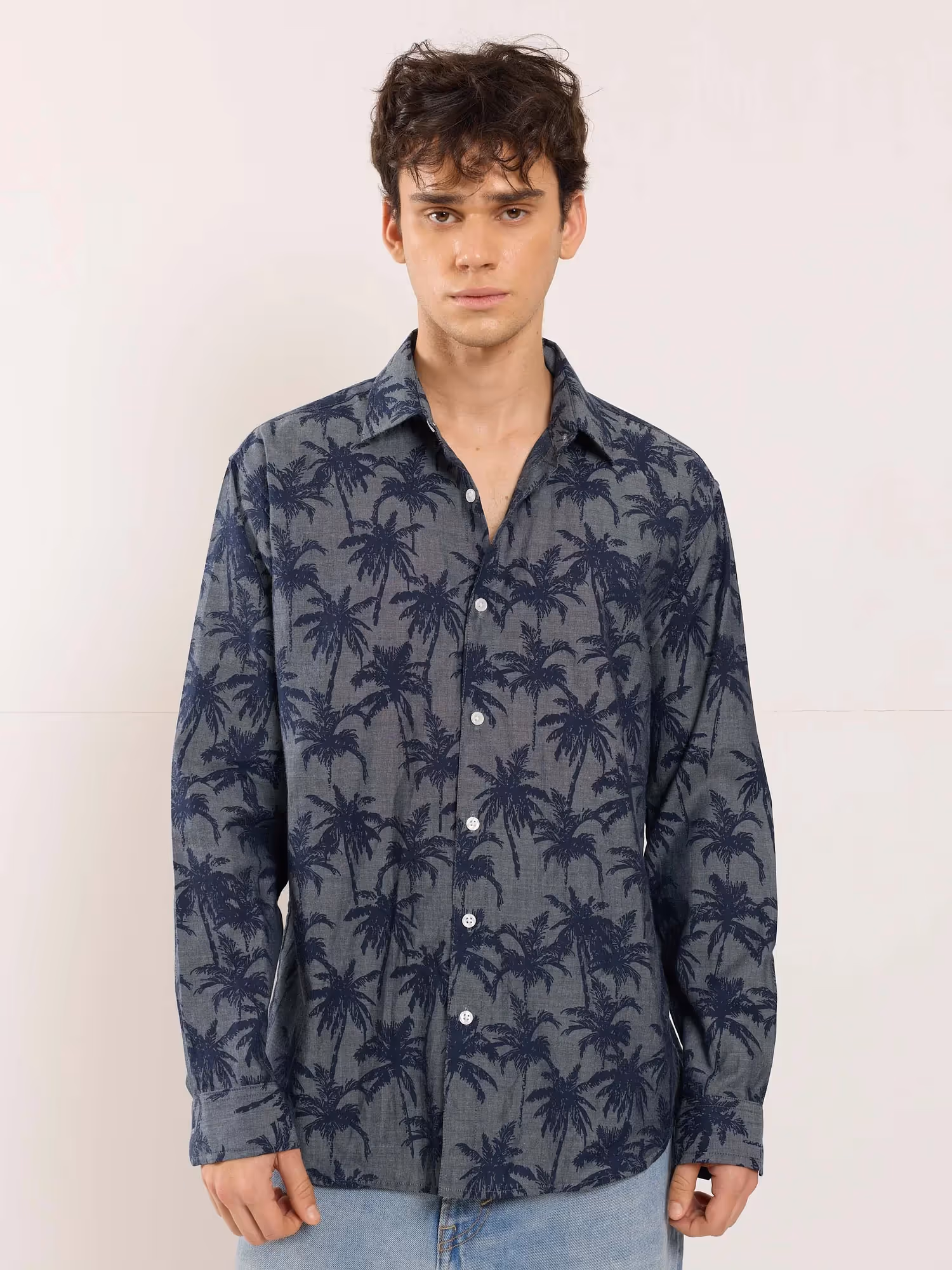 Palm Printed Chambray Shirt image 1