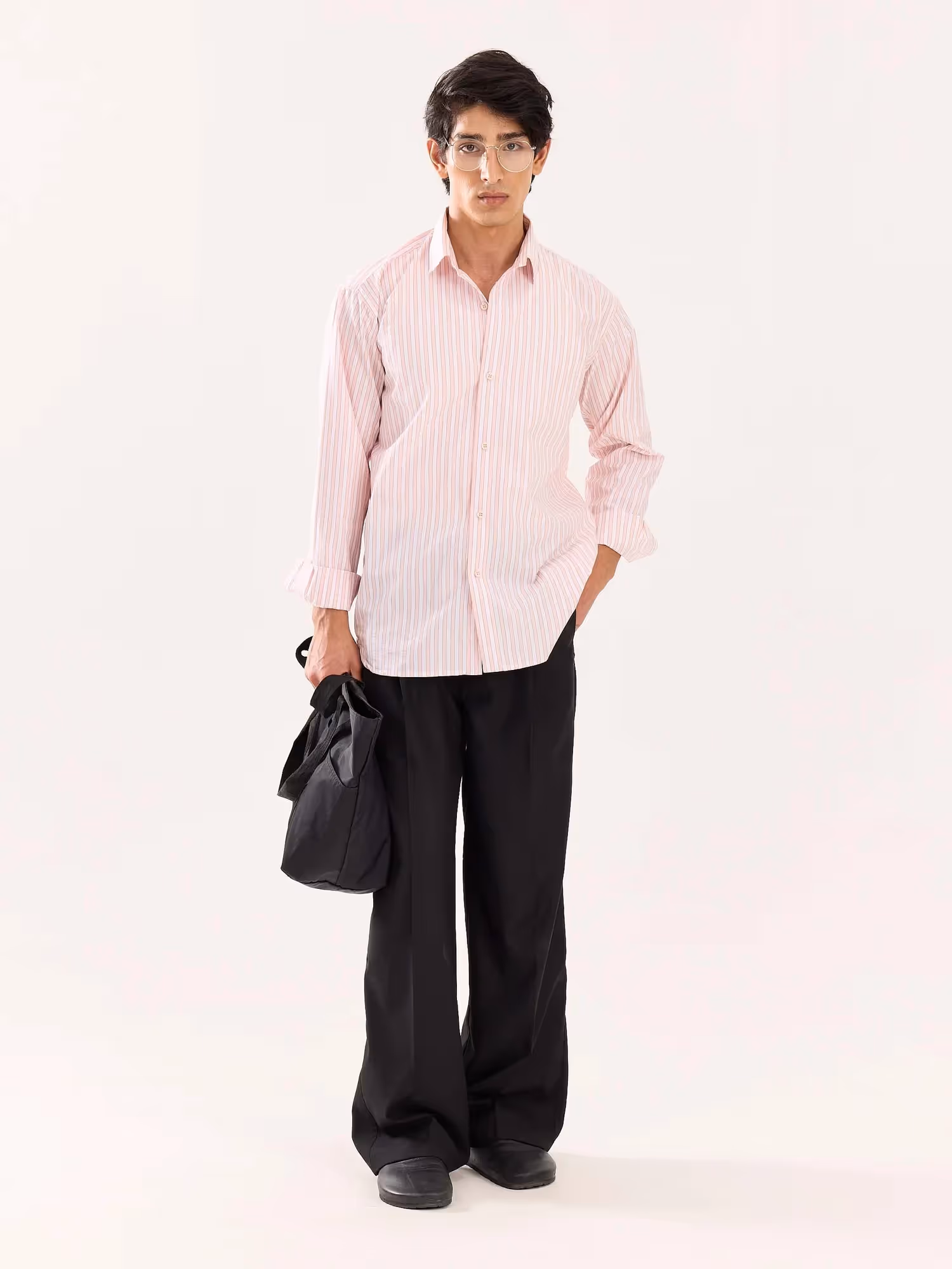 Peach and White Striped Poplin Shirt image 1