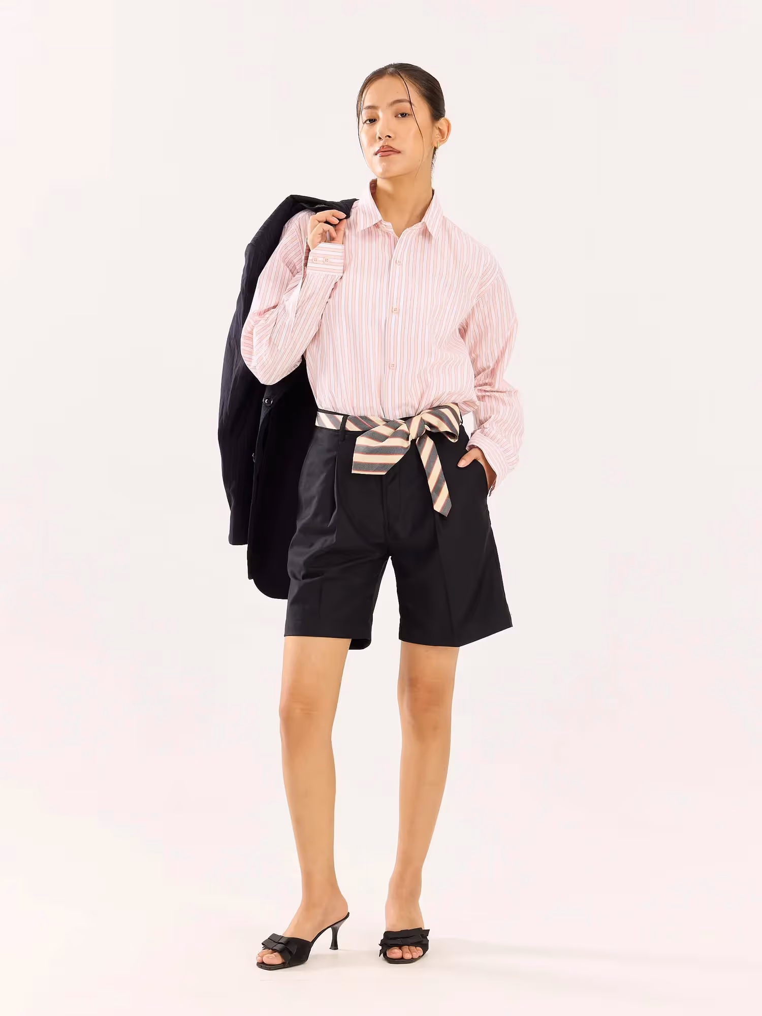 Peach and White Striped Poplin Shirt image 2