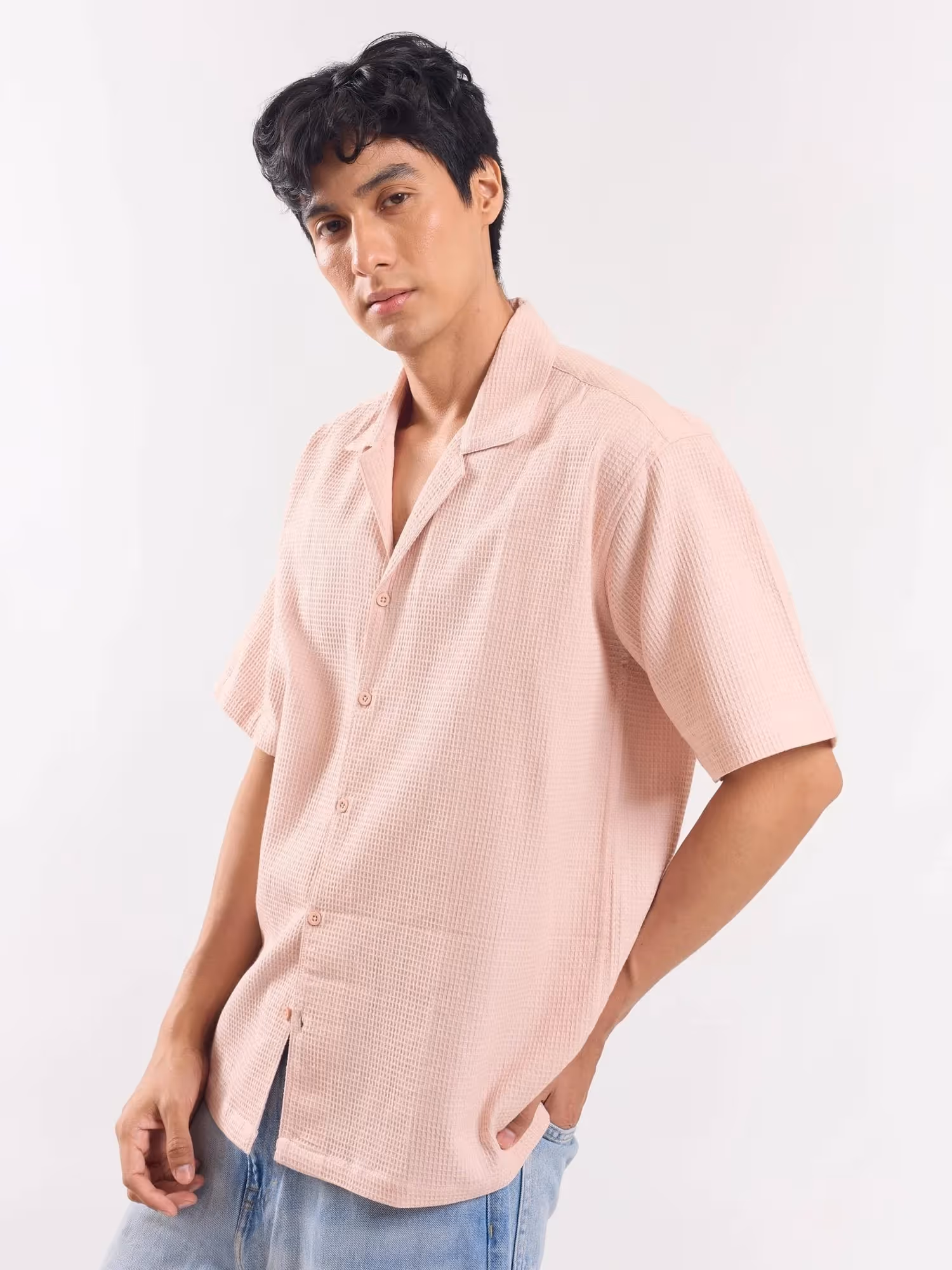 Peach Dobby Textured Shirt image 4