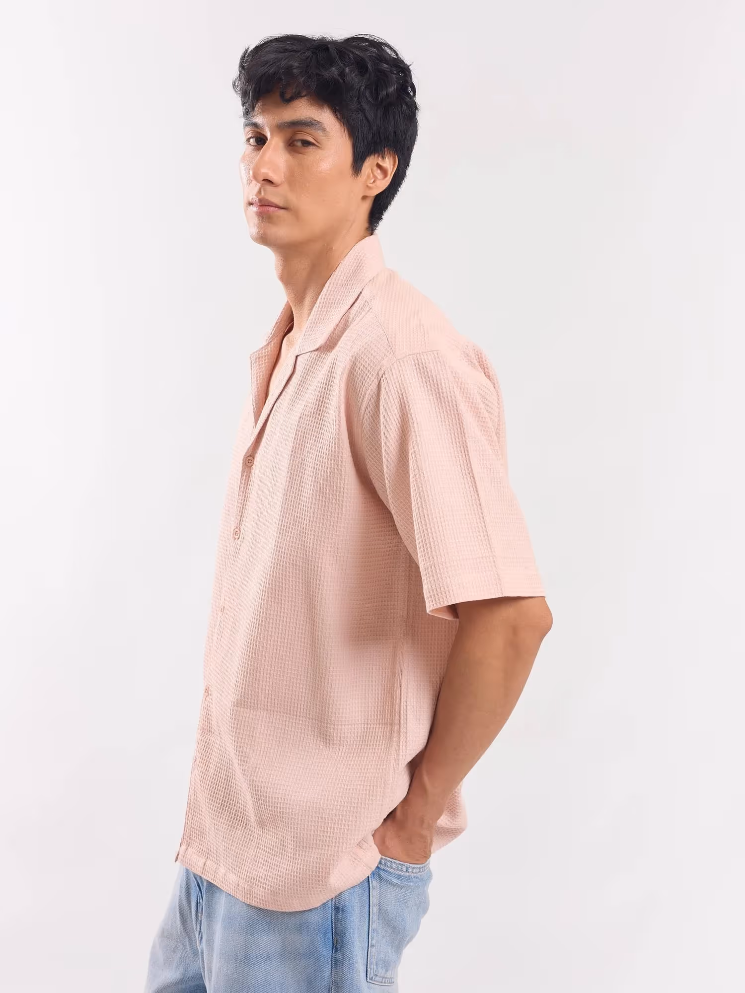 Peach Dobby Textured Shirt image 5