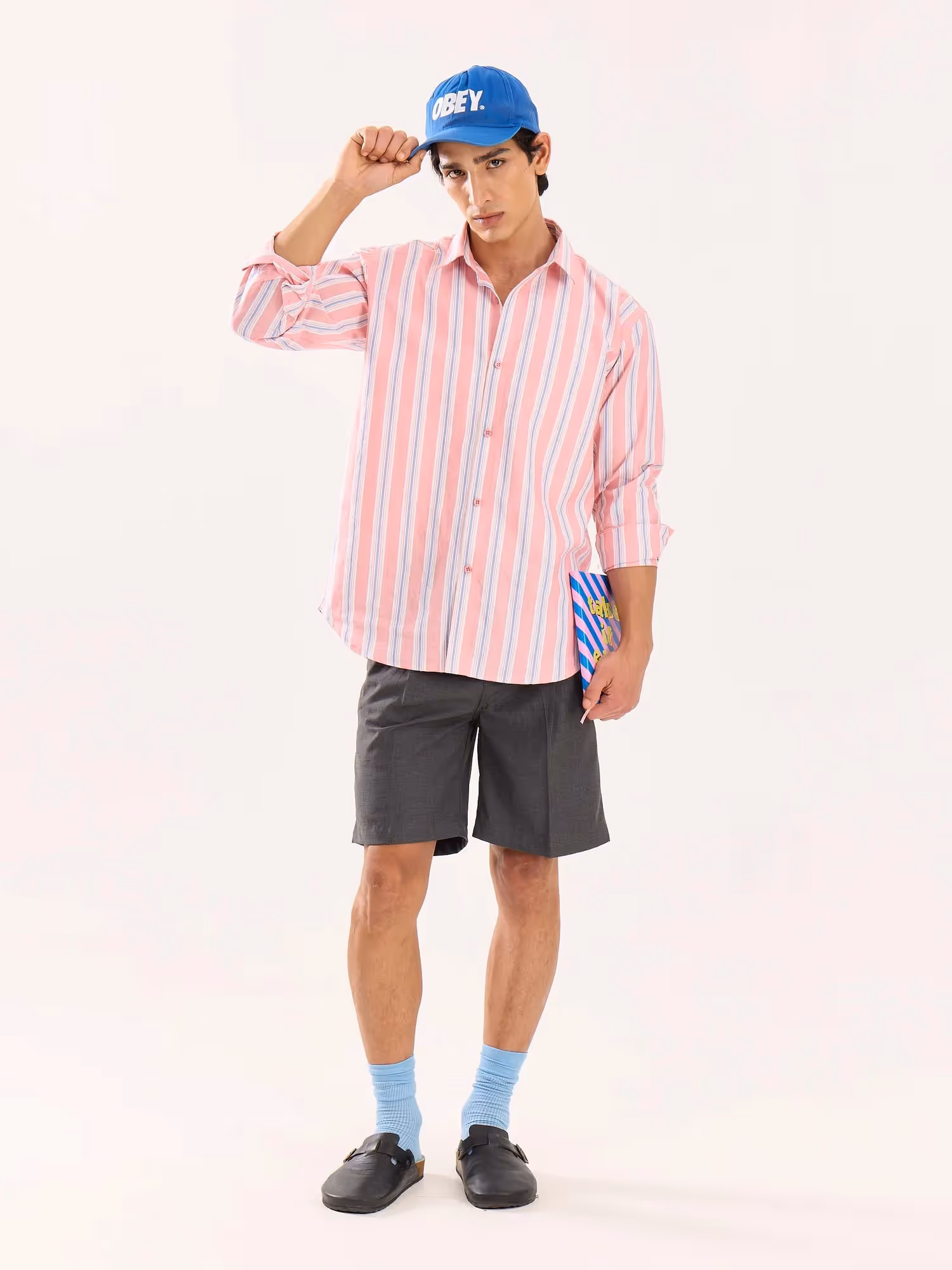 Peach Striped Oxford Shirt image 1